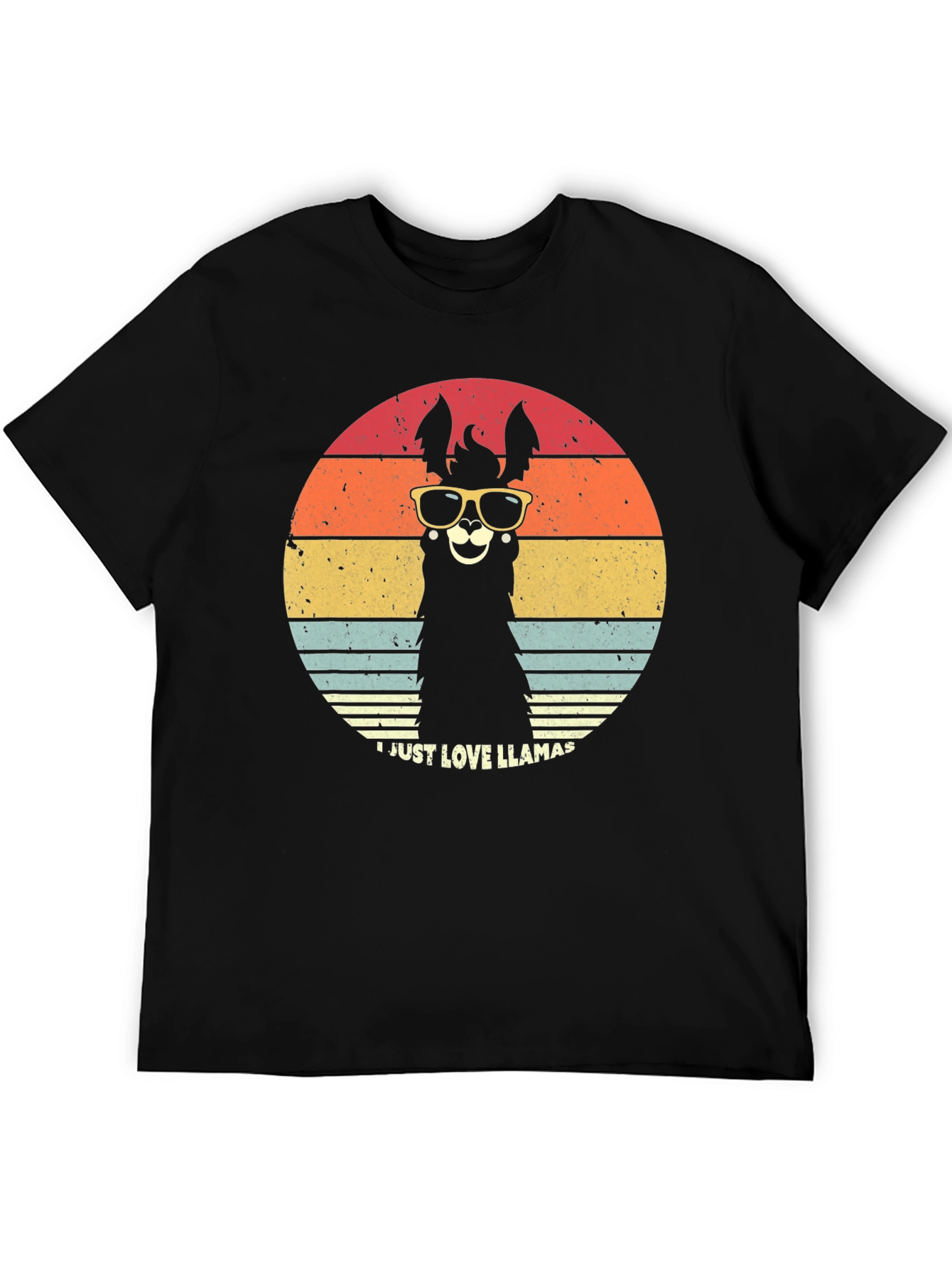 Black Retro Llama T-Shirt - I Just Love Llamas Tee view 5
