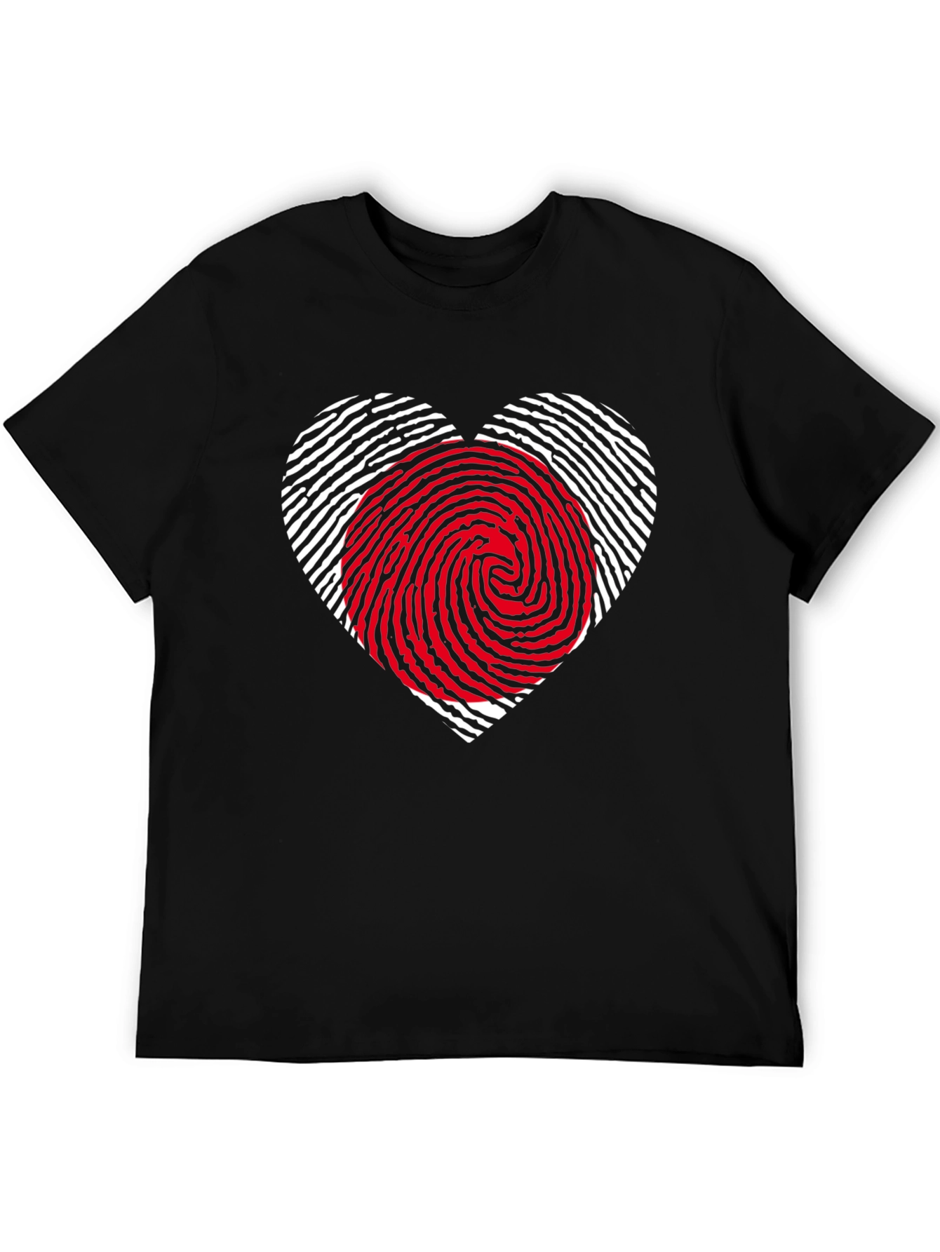 Black Fingerprint Heart Graphic Tee - Stylish Black Shirt view 5
