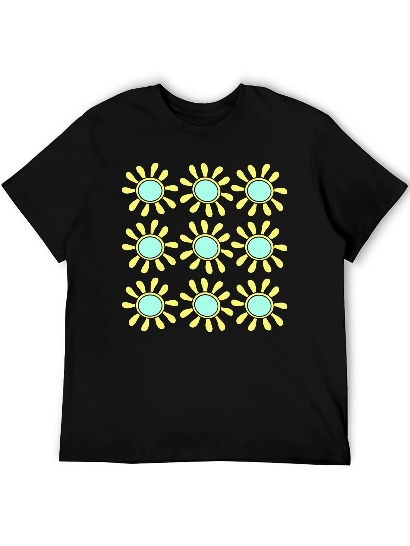 Black Retro Flower Power Graphic T-Shirt view 5