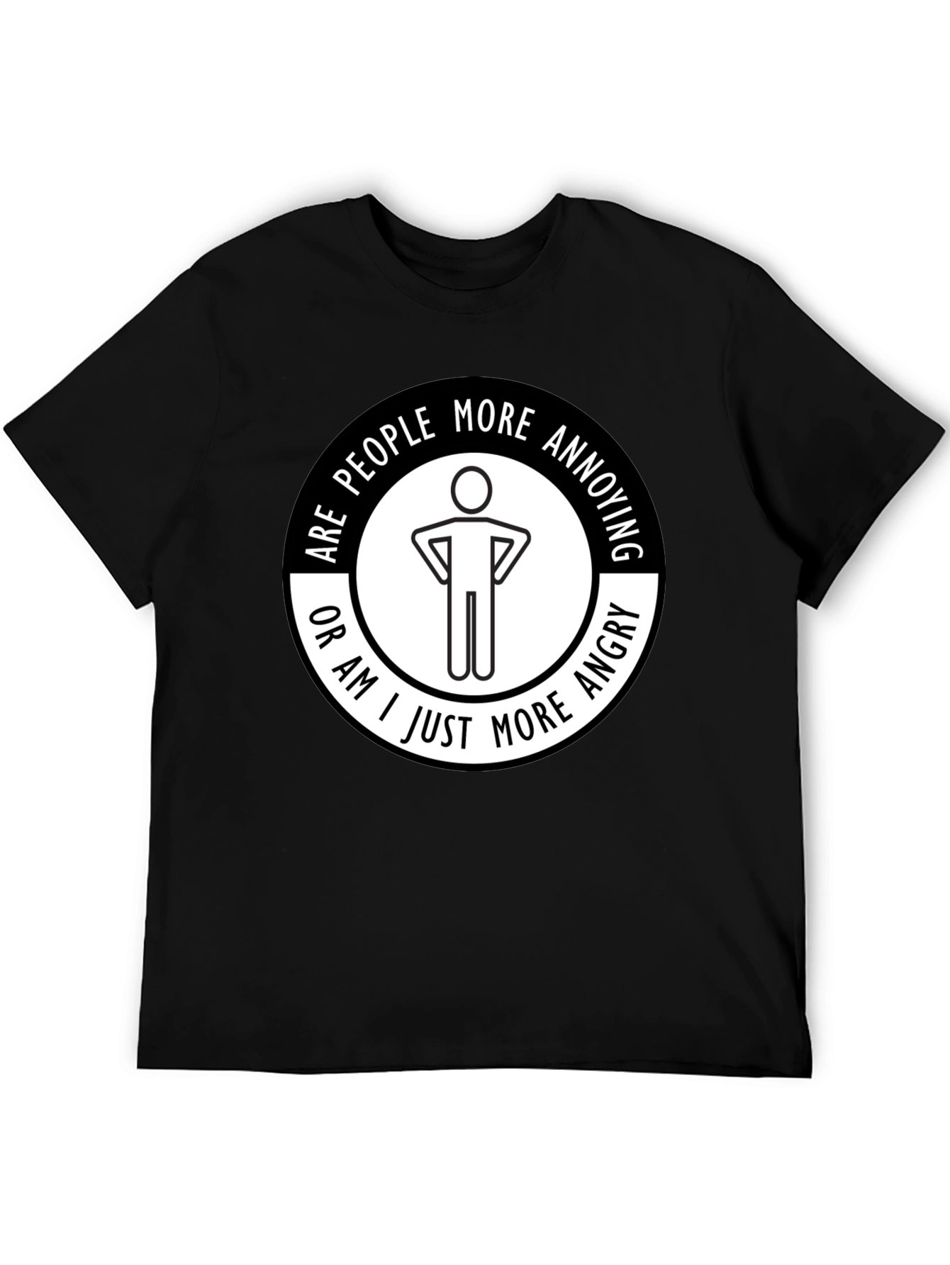 Black Funny "Are People More Annoying?" Graphic T-Shirt view 5