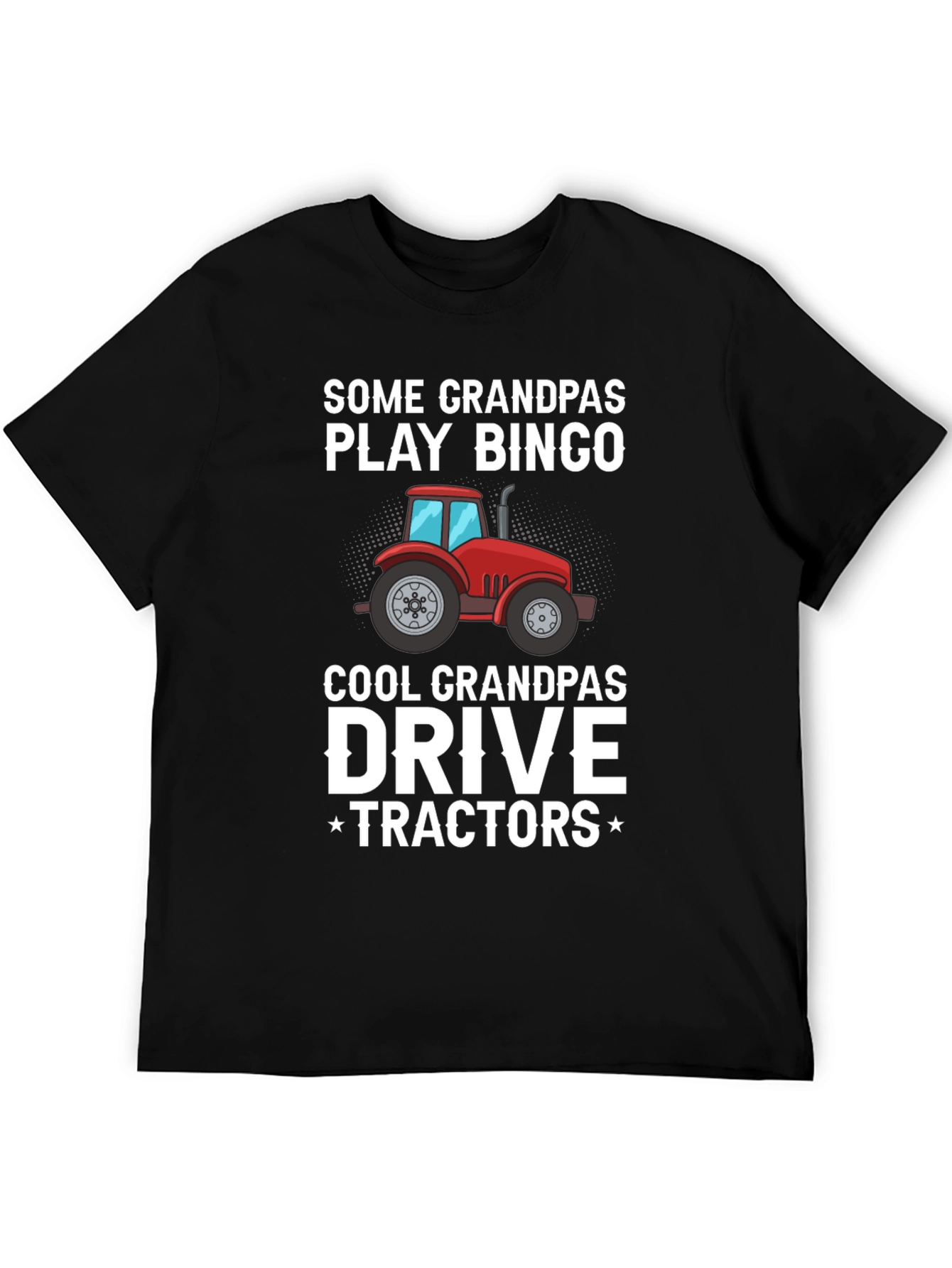 Black Cool Grandpa Drives Tractors T-Shirt view 5
