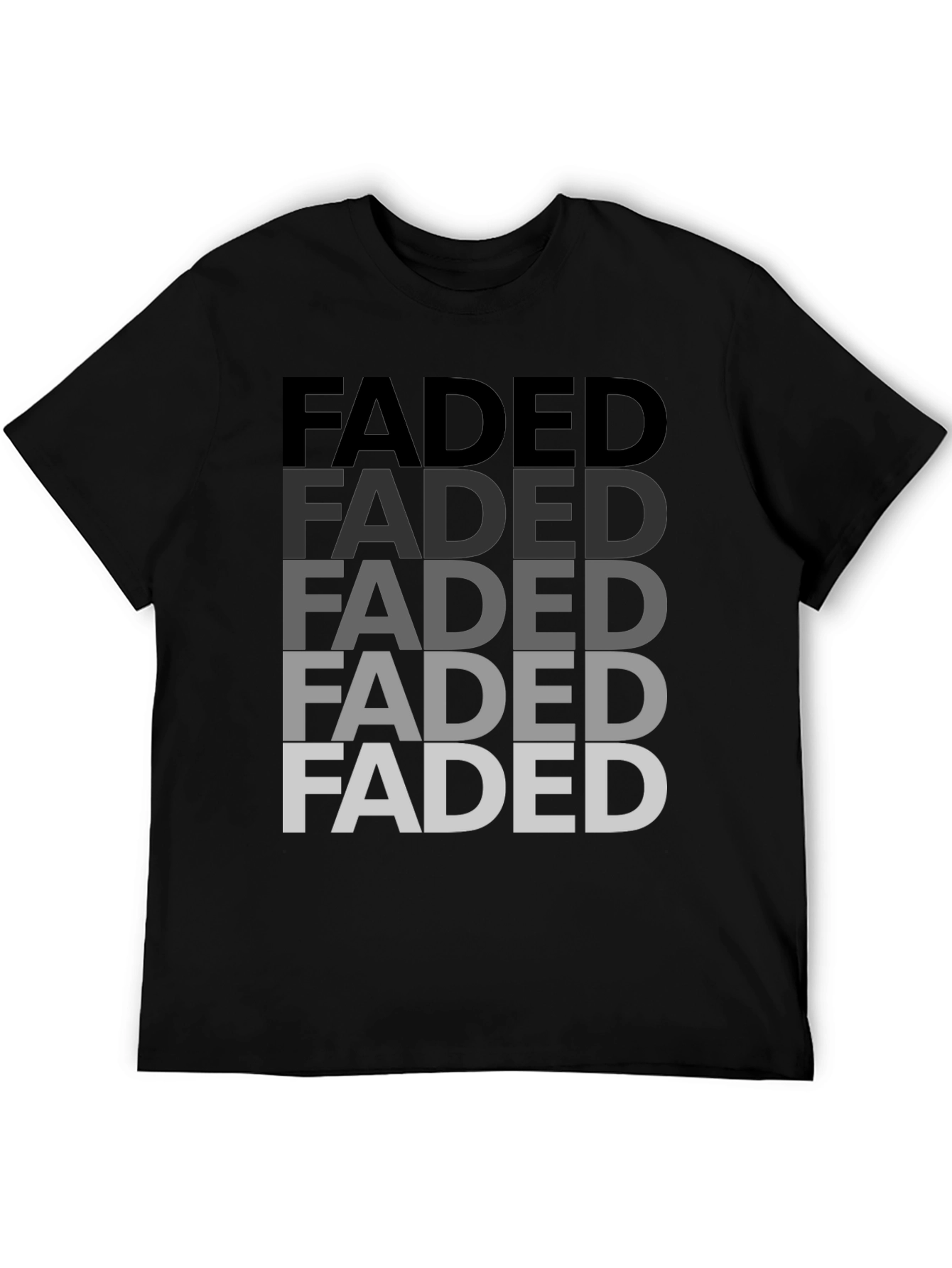 Black Faded Graphic Print Men's T-Shirt - Black view 5