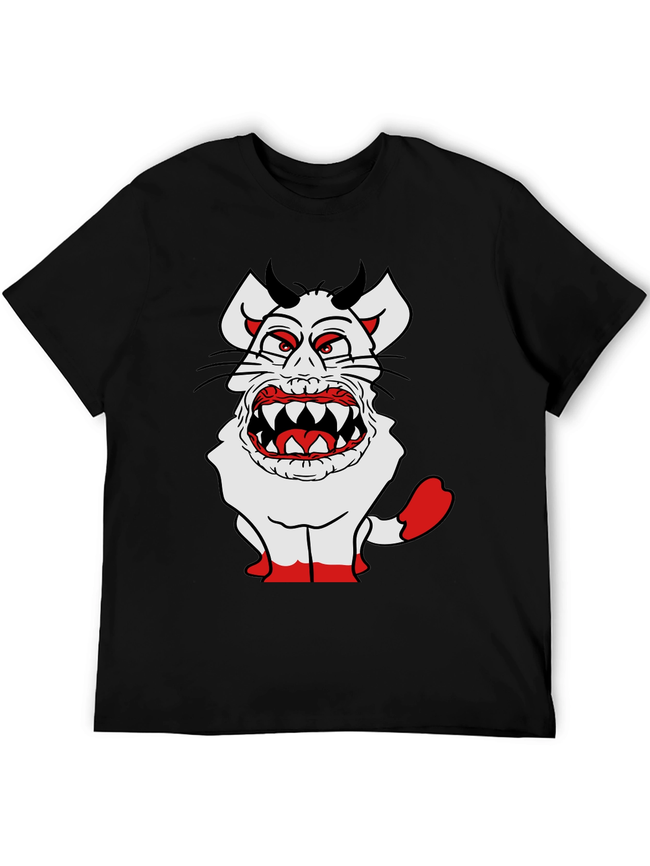 Black Monster Cartoon Graphic Tee - Black Cotton Blend view 5