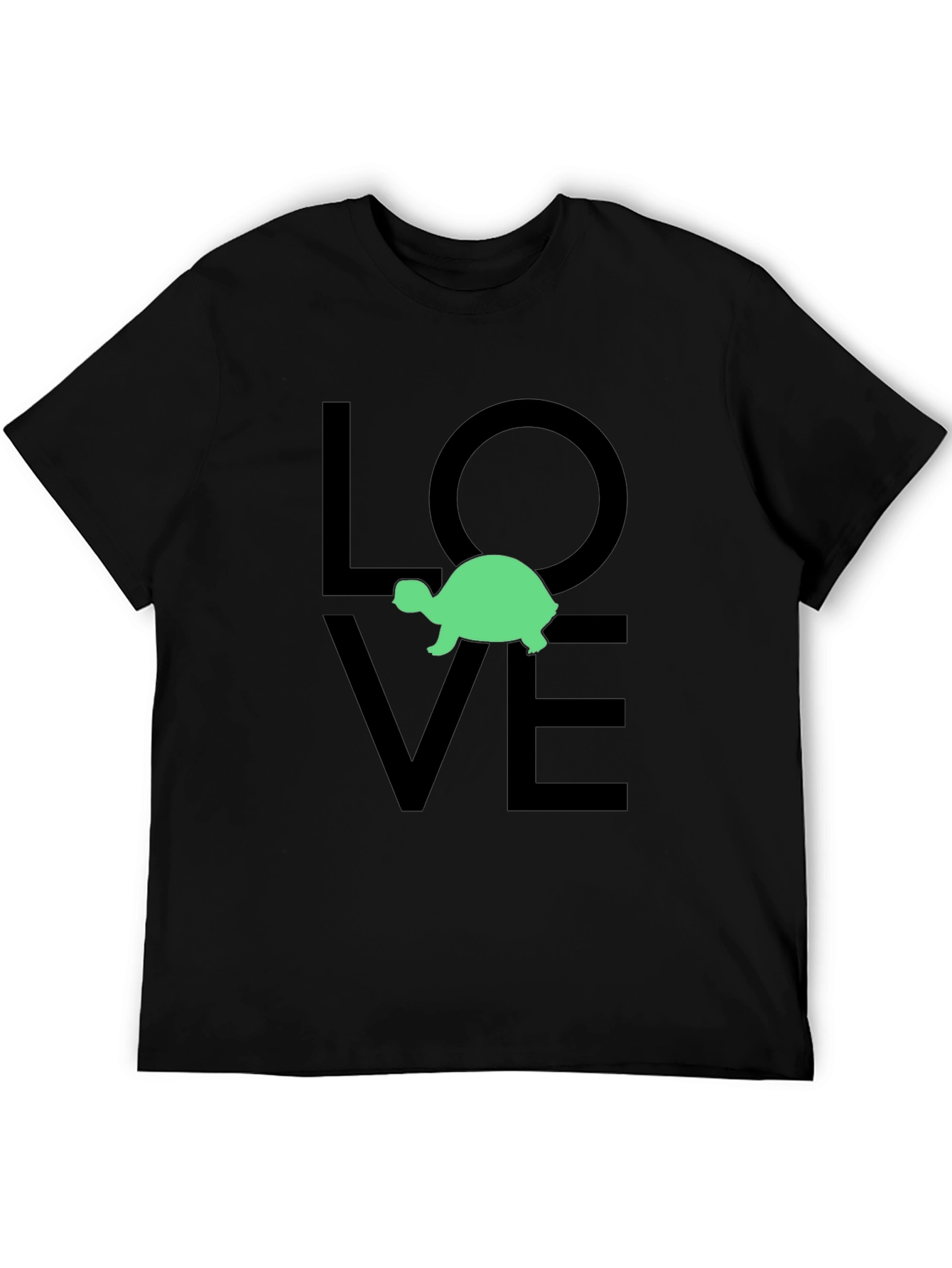 Black Turtle Love Graphic Tee - Black Cotton T-Shirt view 5