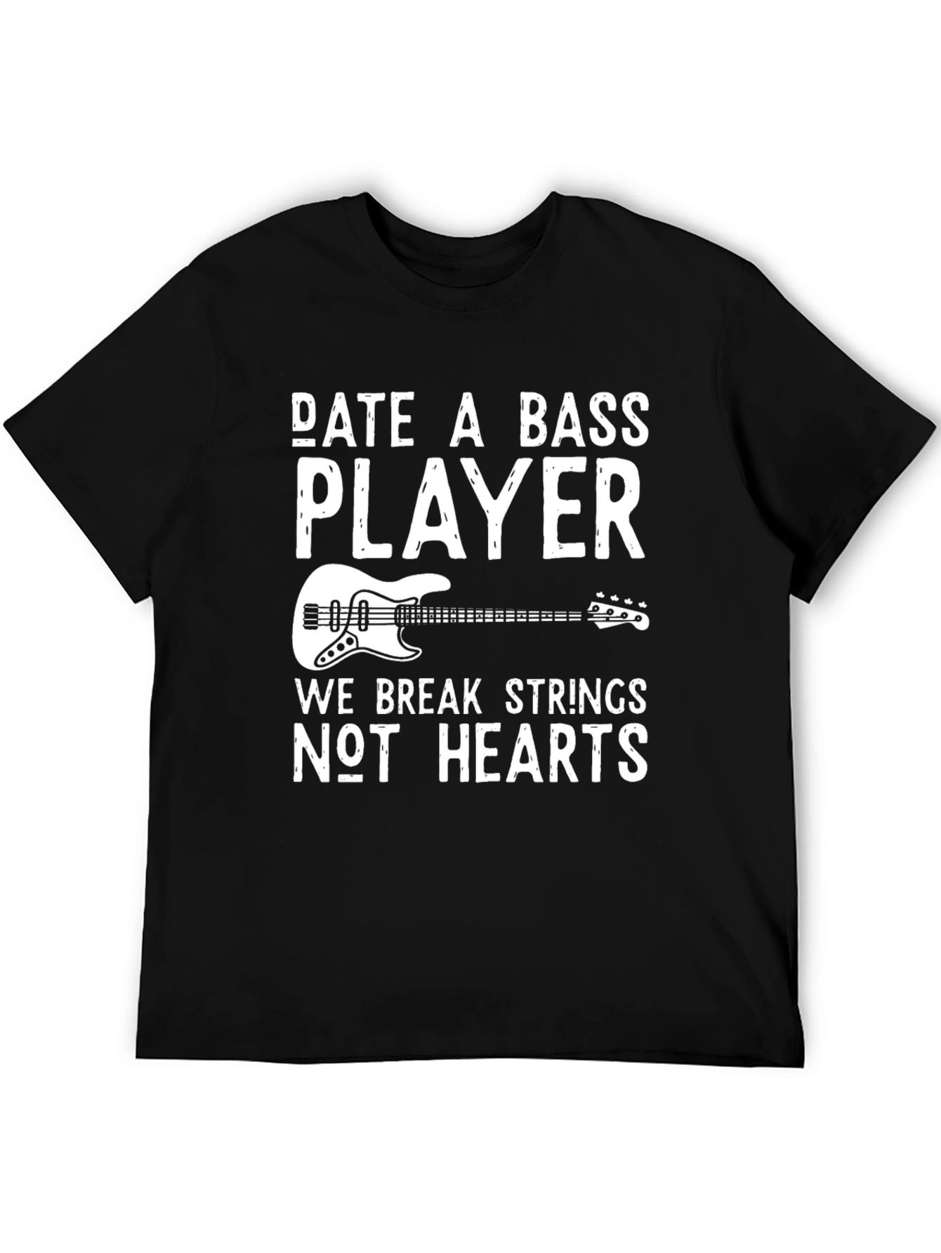 Black Date a Bass Player Graphic T-Shirt view 5