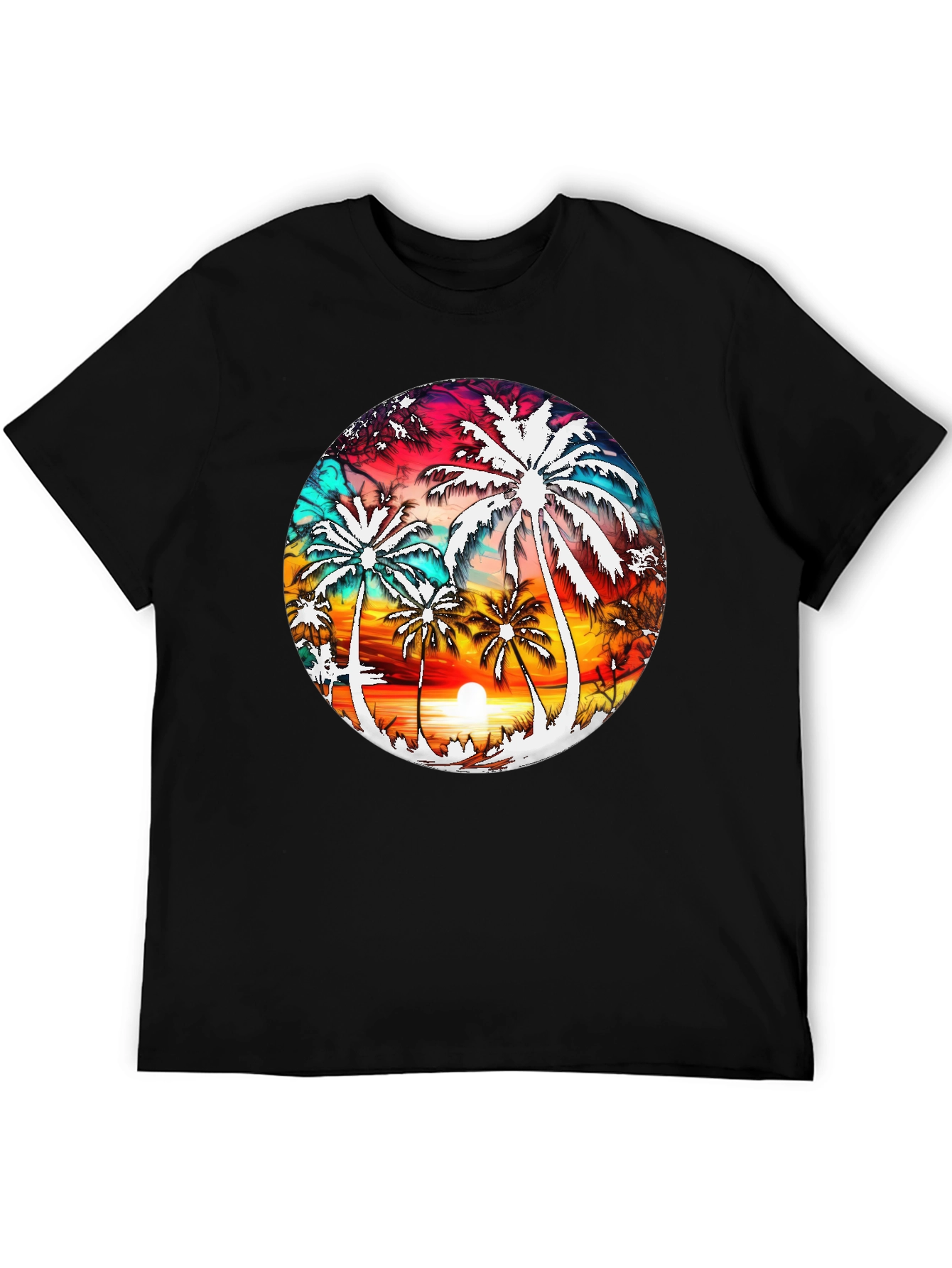 Black Sunset Palm Tree Graphic Tee - Tropical Vibe view 5