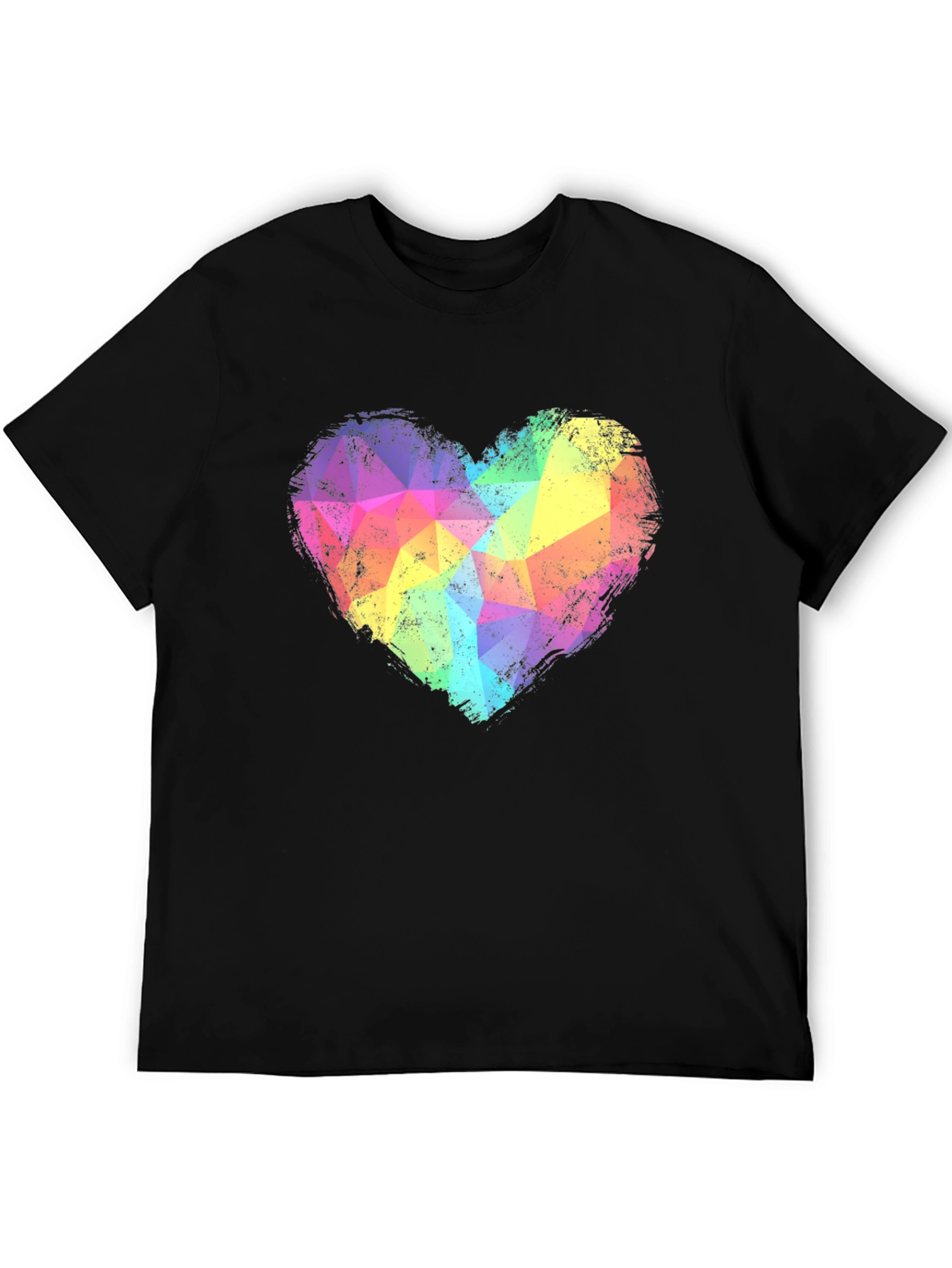 Black Rainbow Geometric Heart Graphic Tee - Black view 5