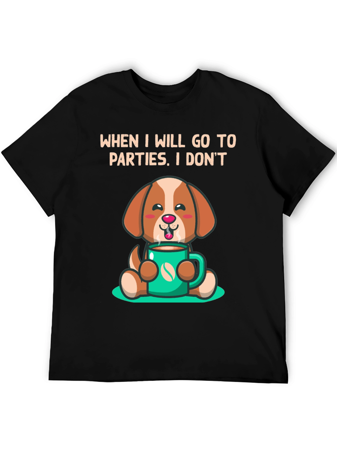 Black Cute Puppy Coffee Lover T-Shirt view 5