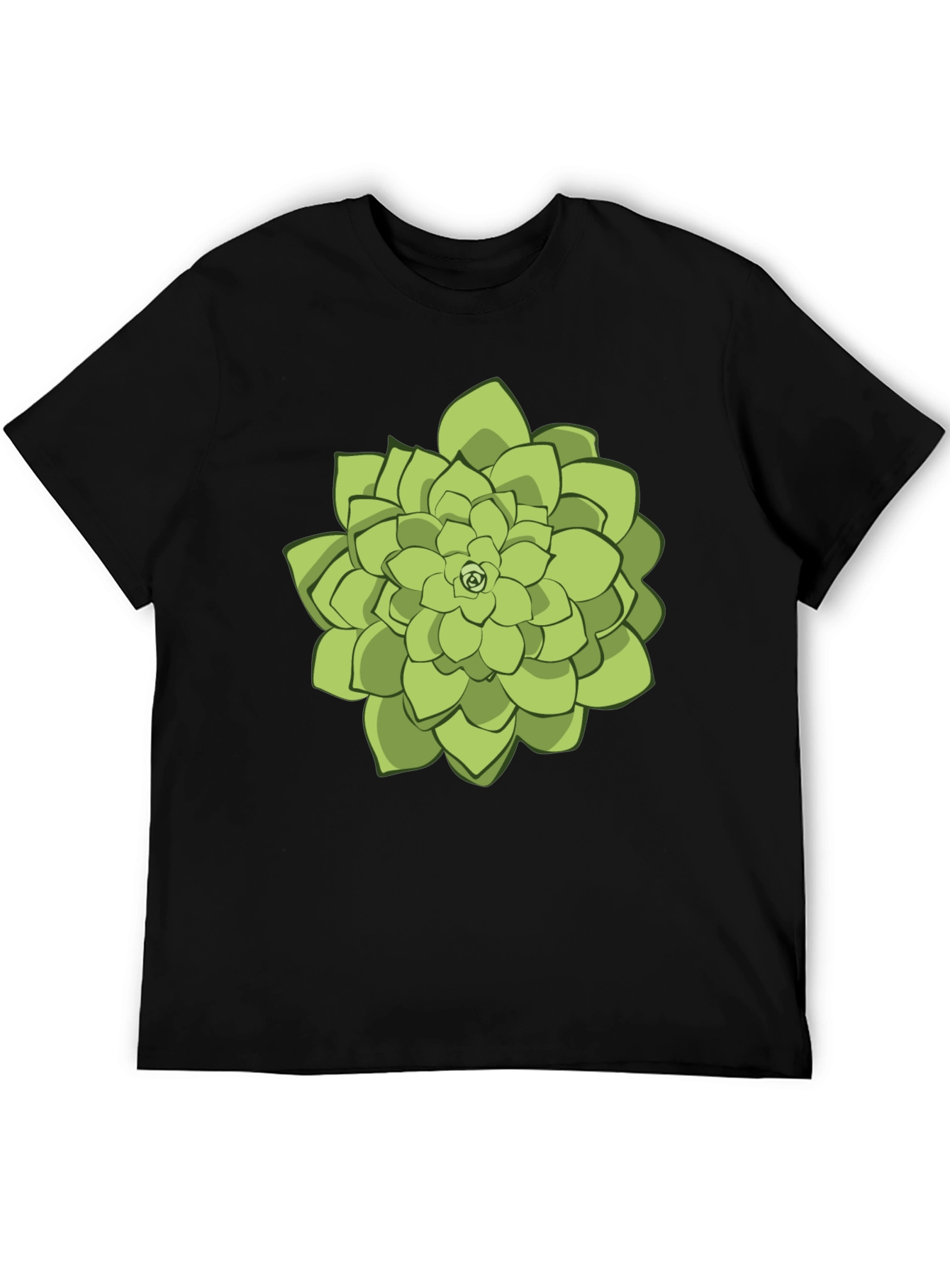 Black Black T-Shirt with Succulent Graphic Print view 5