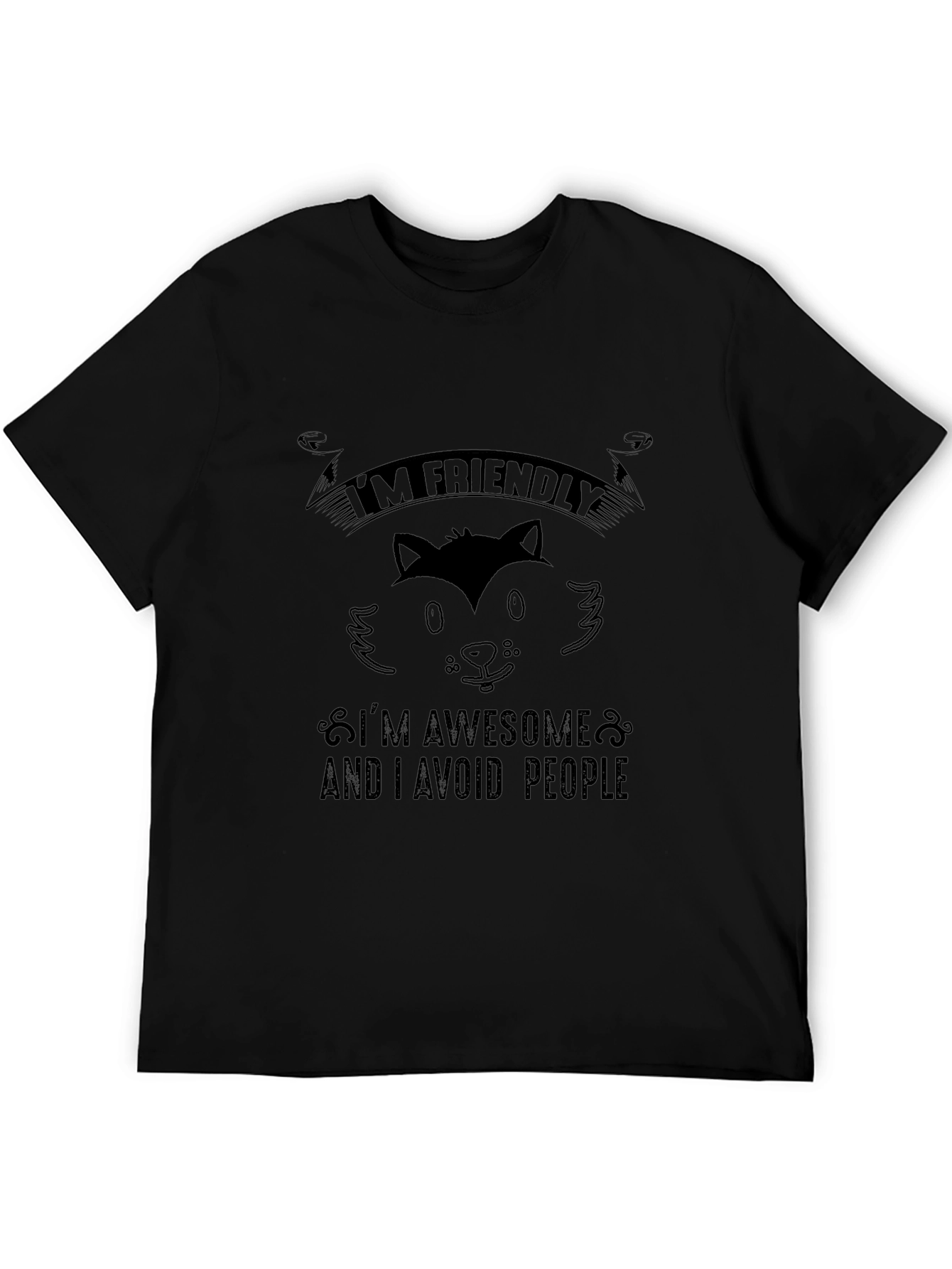 Black Friendly Awesome Avoid People Black T-Shirt view 5