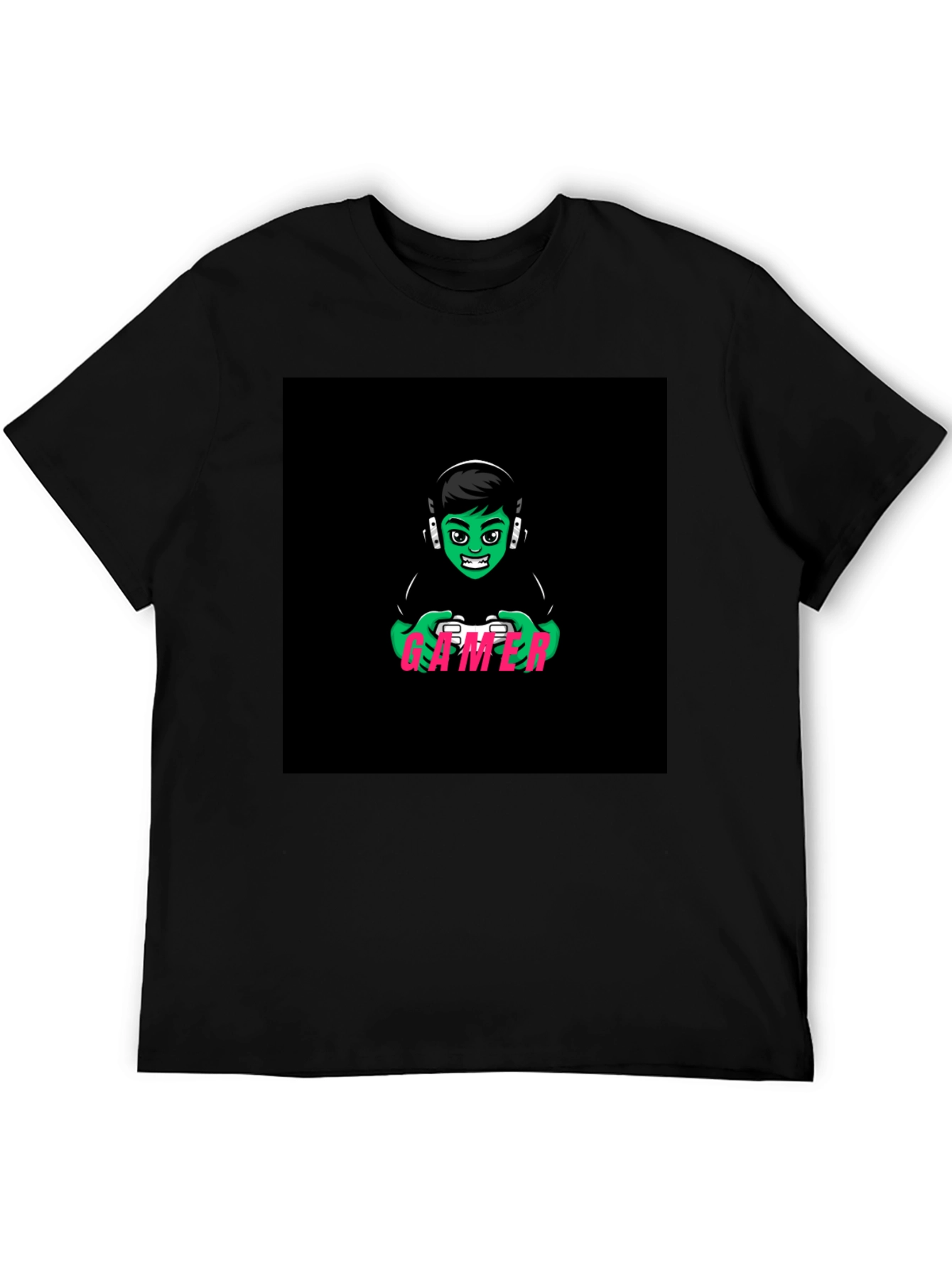 Black Gamer Graphic T-Shirt - Black Cotton Tee view 5