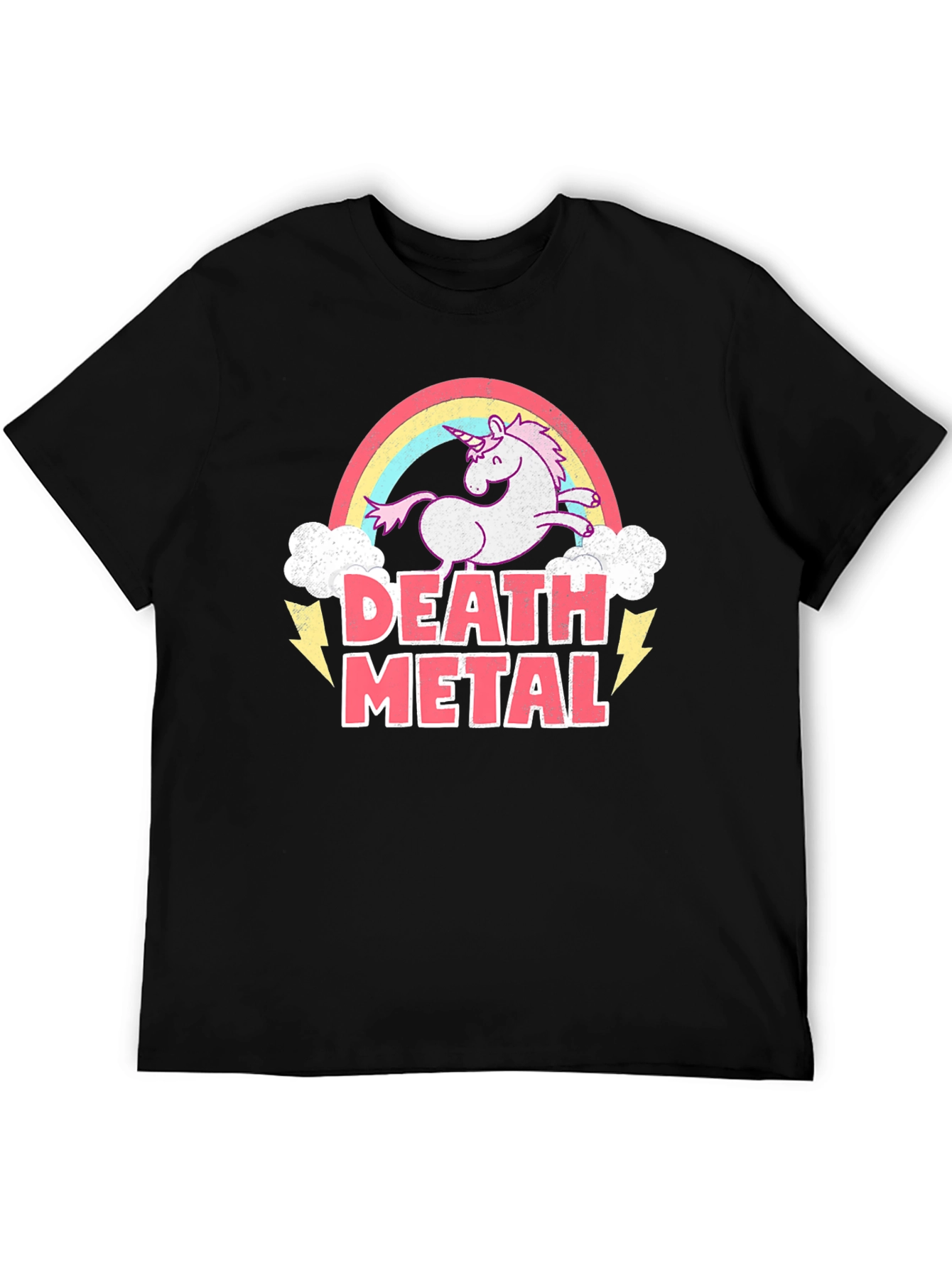 Black Death Metal Unicorn T-Shirt - Black Cotton Tee view 5