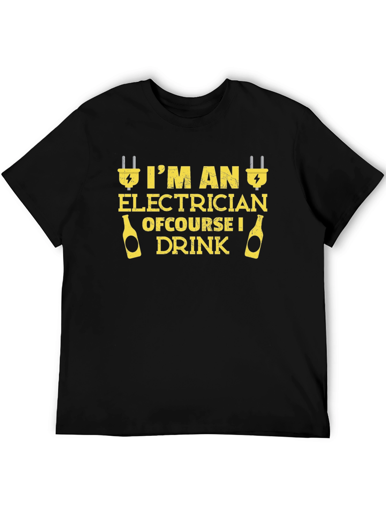 Black Electrician T-Shirt - Of Course I Drink Funny Tee view 5