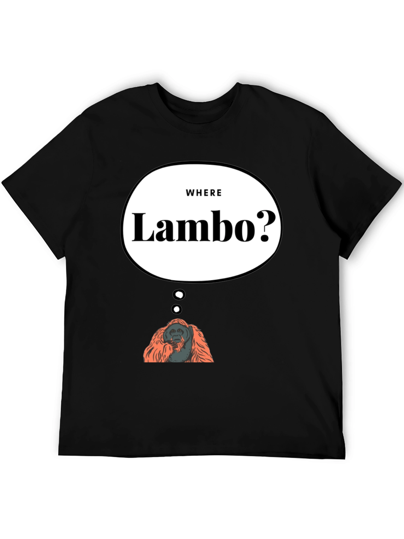 Black Where Lambo Orangutan T-Shirt - Funny Crypto Meme Tee view 5
