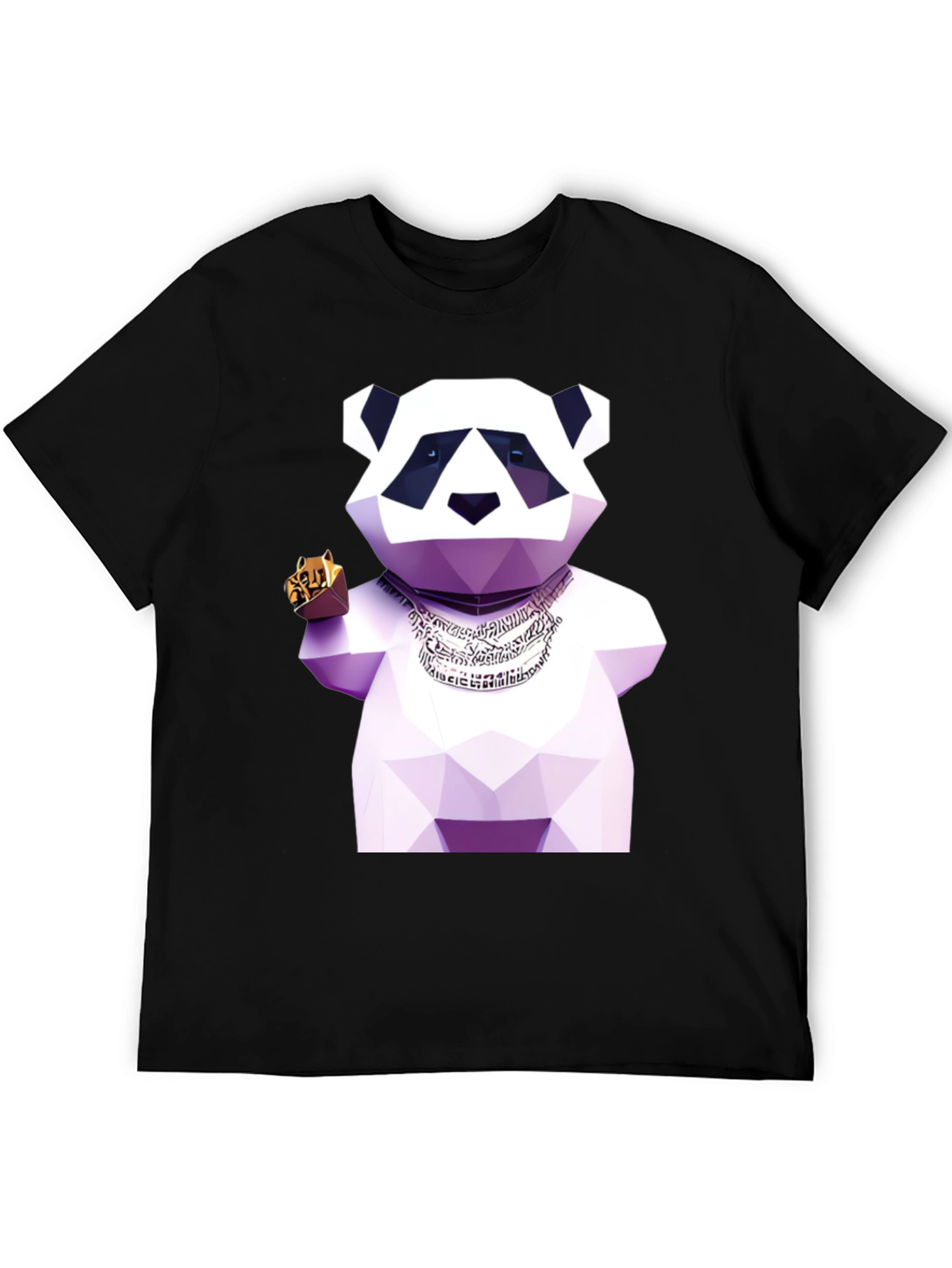 Black Geometric Panda T-Shirt view 5