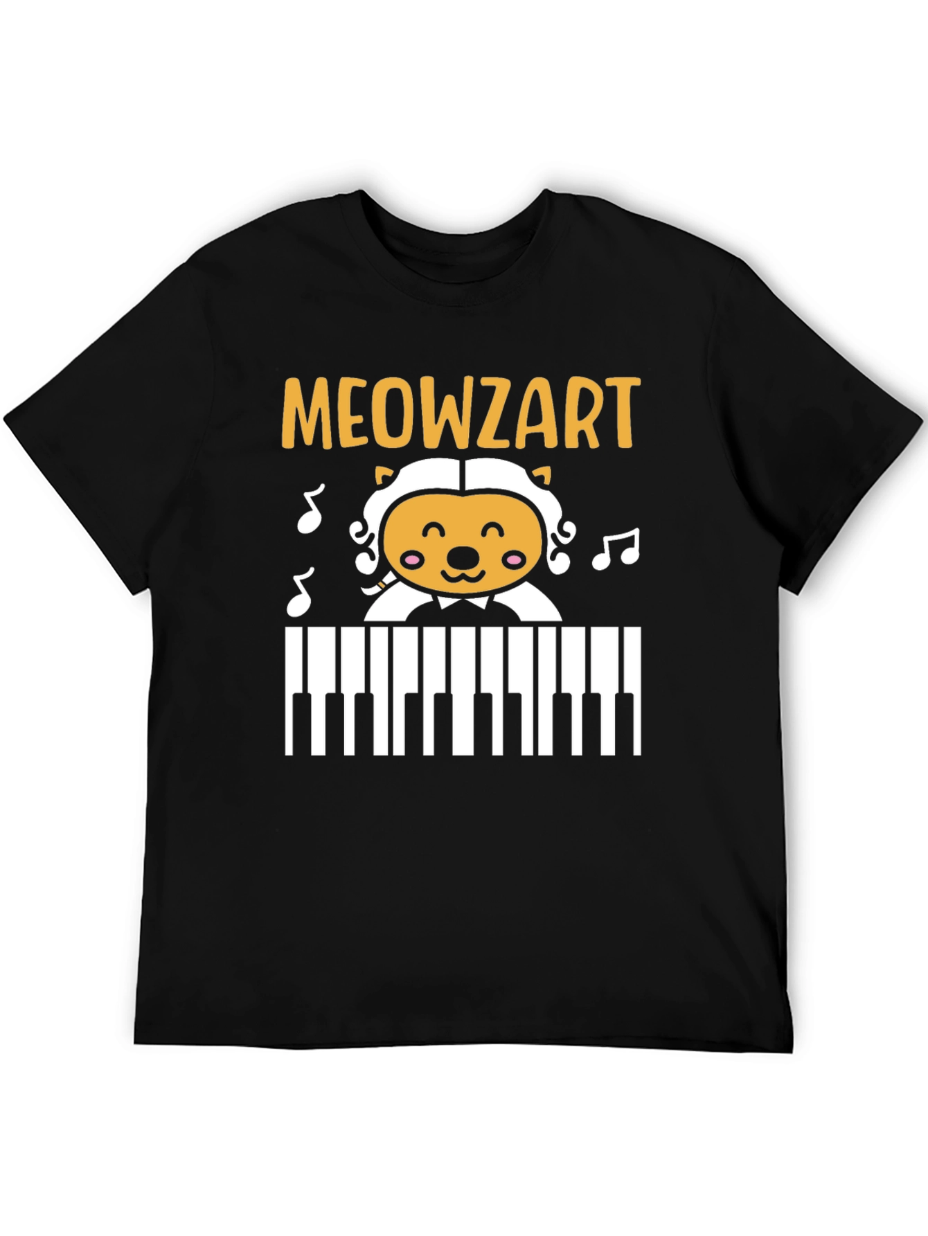 Black Meowzart Cat Piano T-Shirt - Music Lover Tee view 5