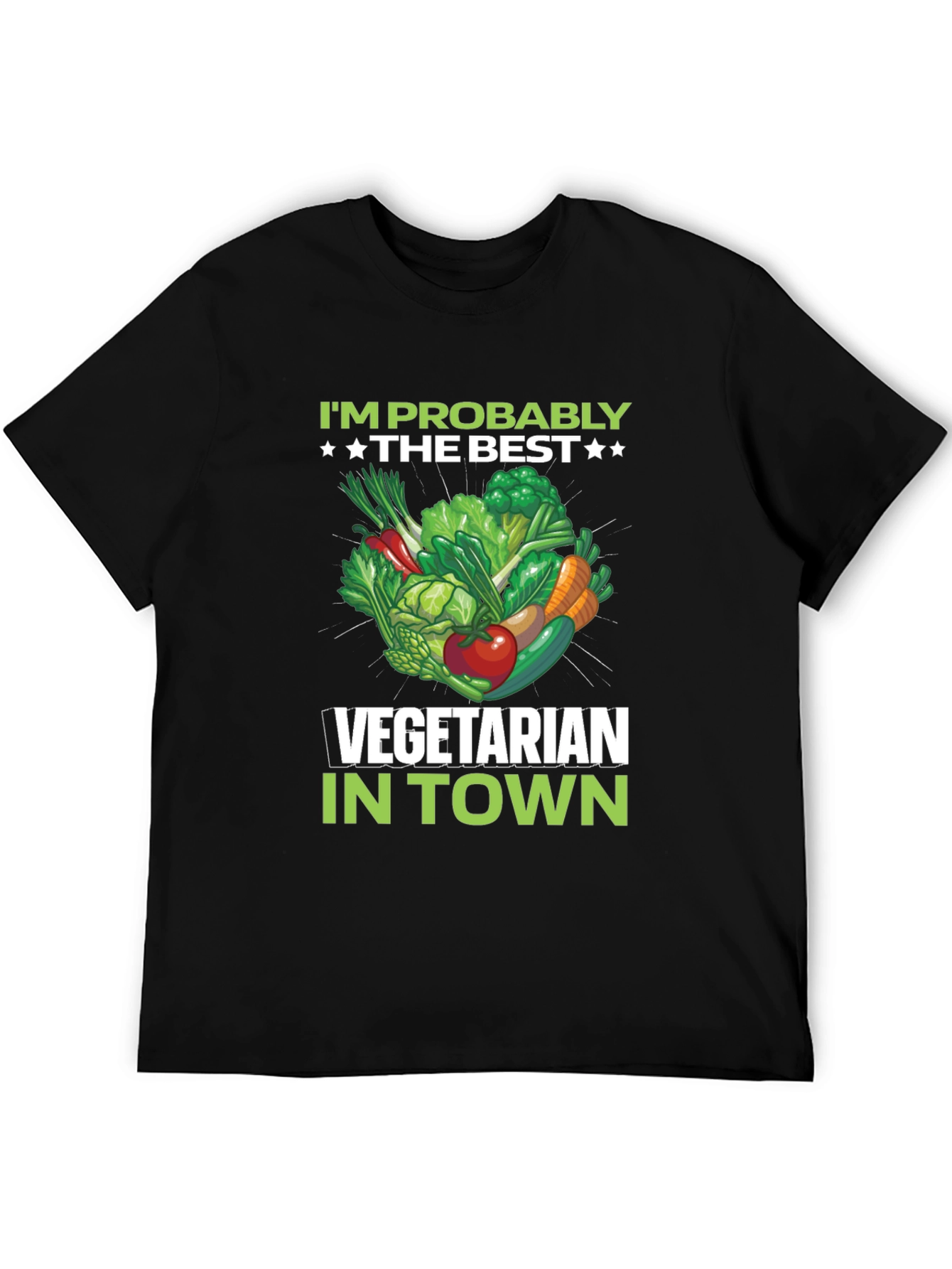 Black Best Vegetarian in Town T-Shirt view 5