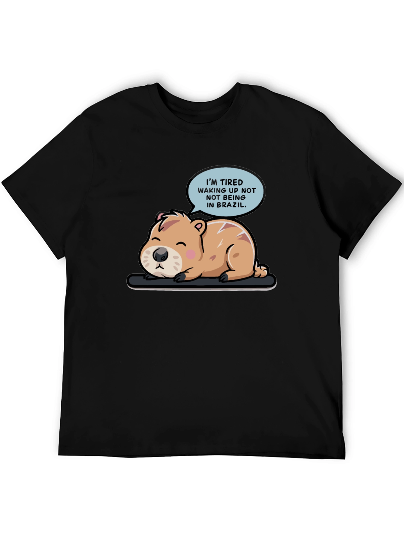 Black Tired Capybara Brazil T-Shirt view 5