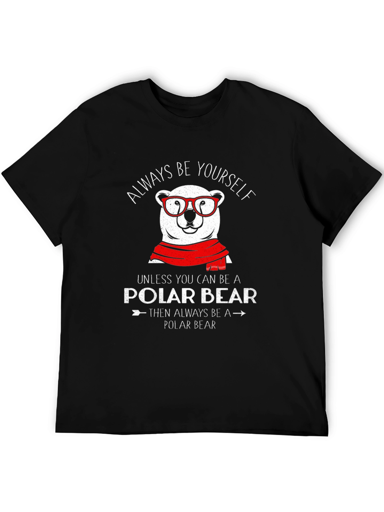 Black Always Be Yourself Polar Bear Graphic T-Shirt view 5