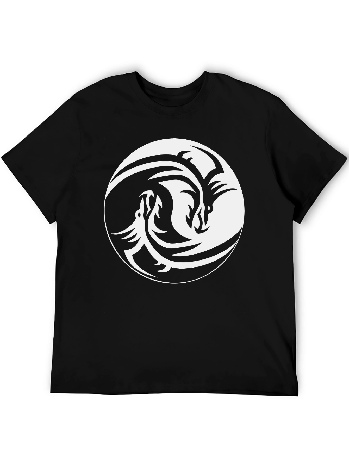 Black Yin Yang Dragon Graphic Tee view 5