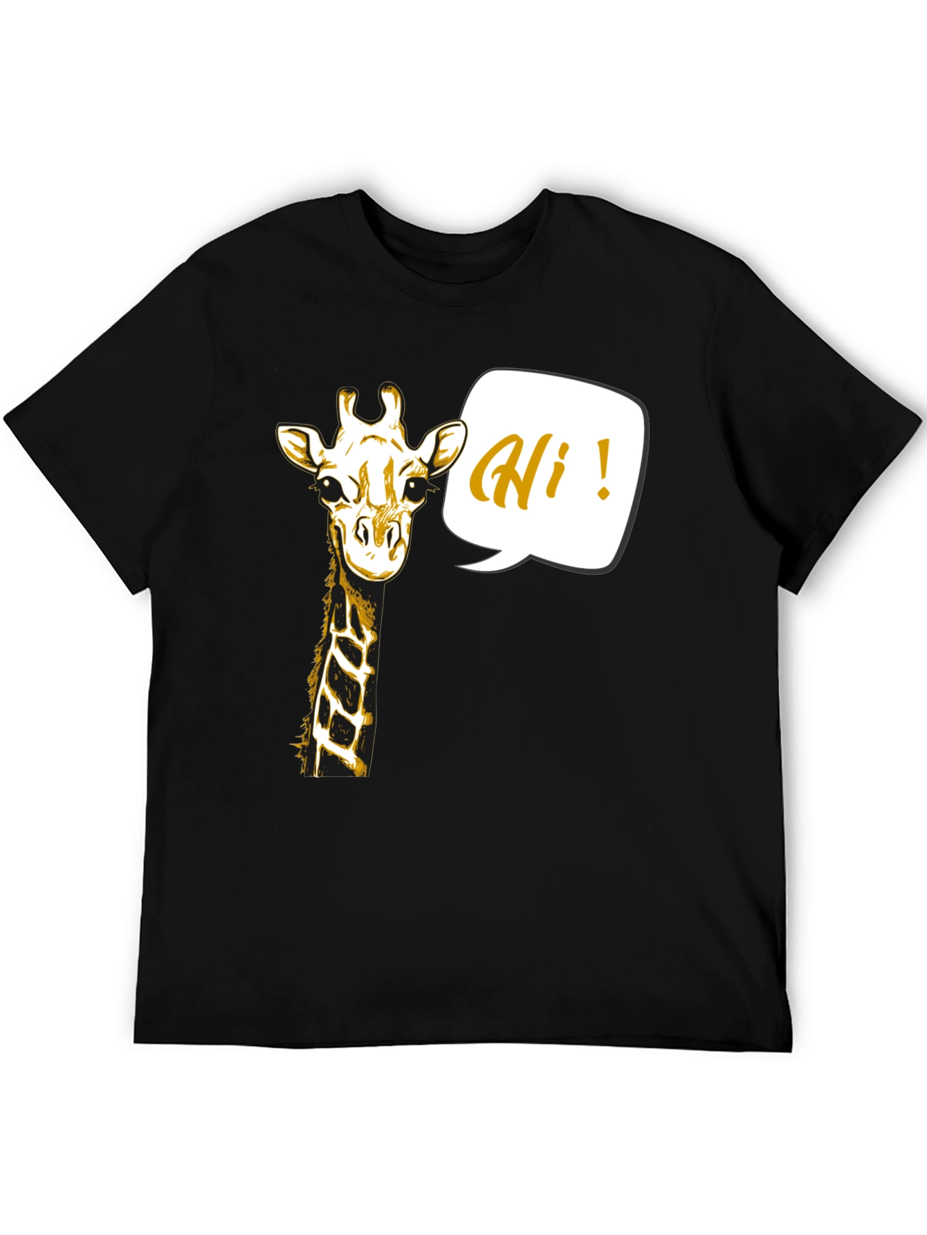Black Giraffe Hi! Graphic Tee - Black Crew Neck Shirt view 5