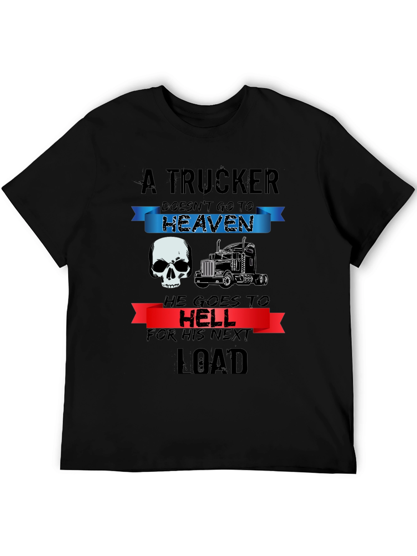 Black Trucker T-Shirt: Heaven or Hell Graphic Tee view 5