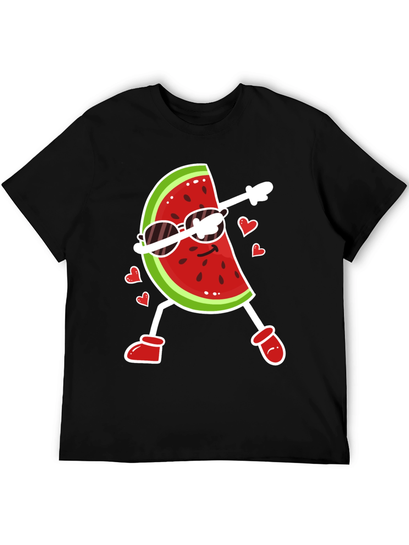 Black Funny Watermelon Dab Dance Graphic T-Shirt view 5