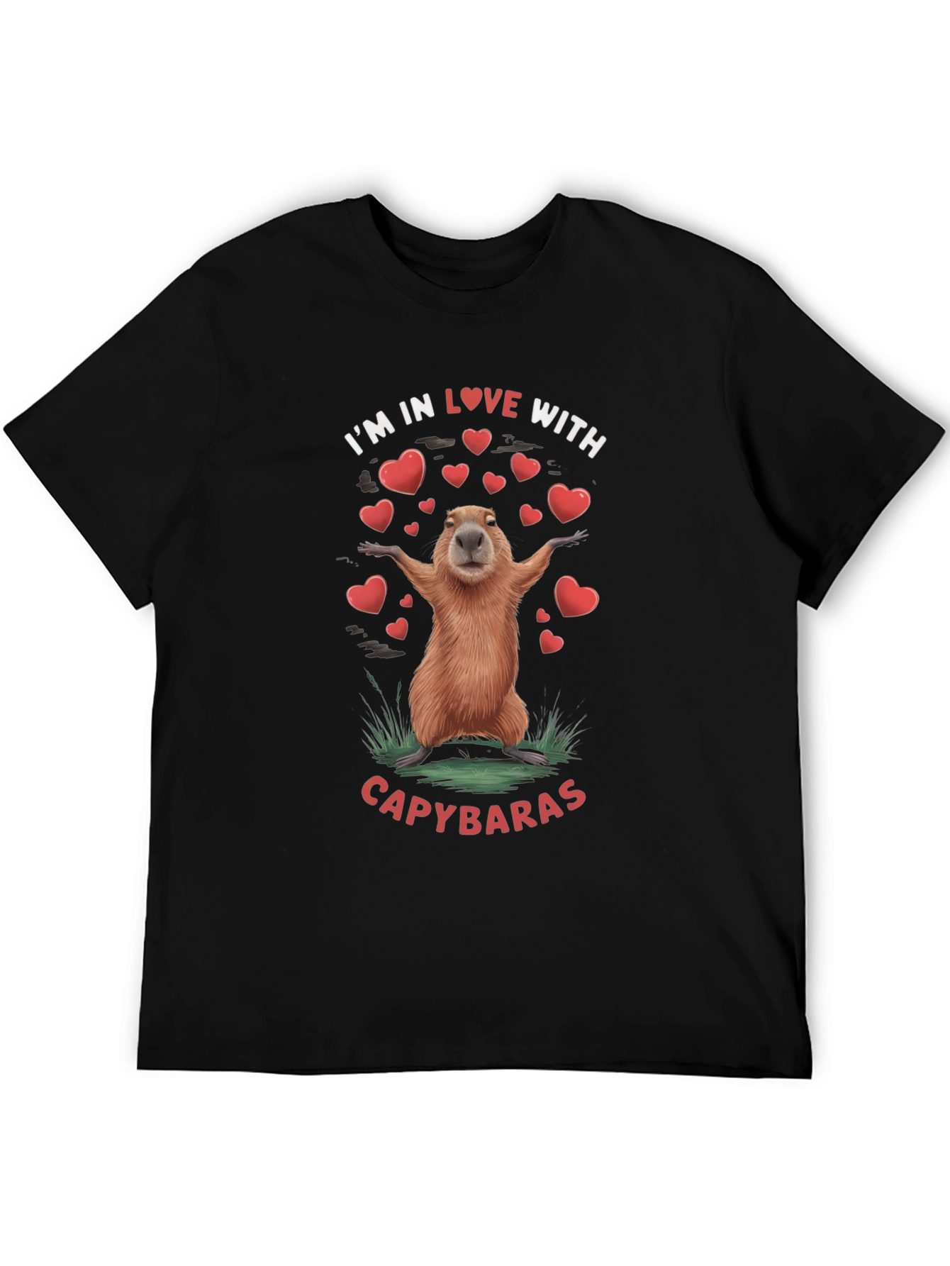 Black I Love Capybaras T-Shirt view 5