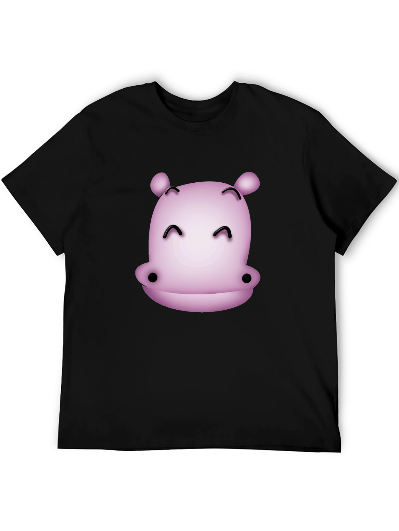 Black Cute Hippo Graphic T-Shirt - Black Casual Tee view 5