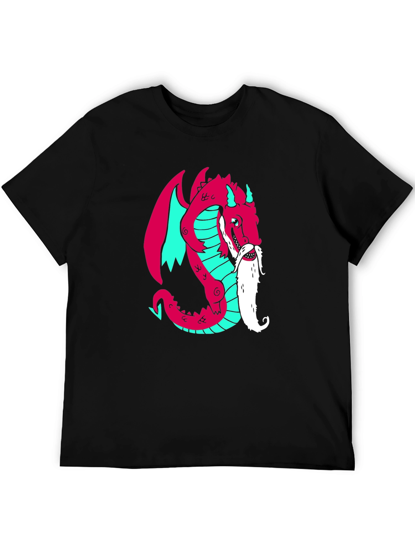 Black Cool Dragon Graphic Tee - Black Cotton Blend view 5