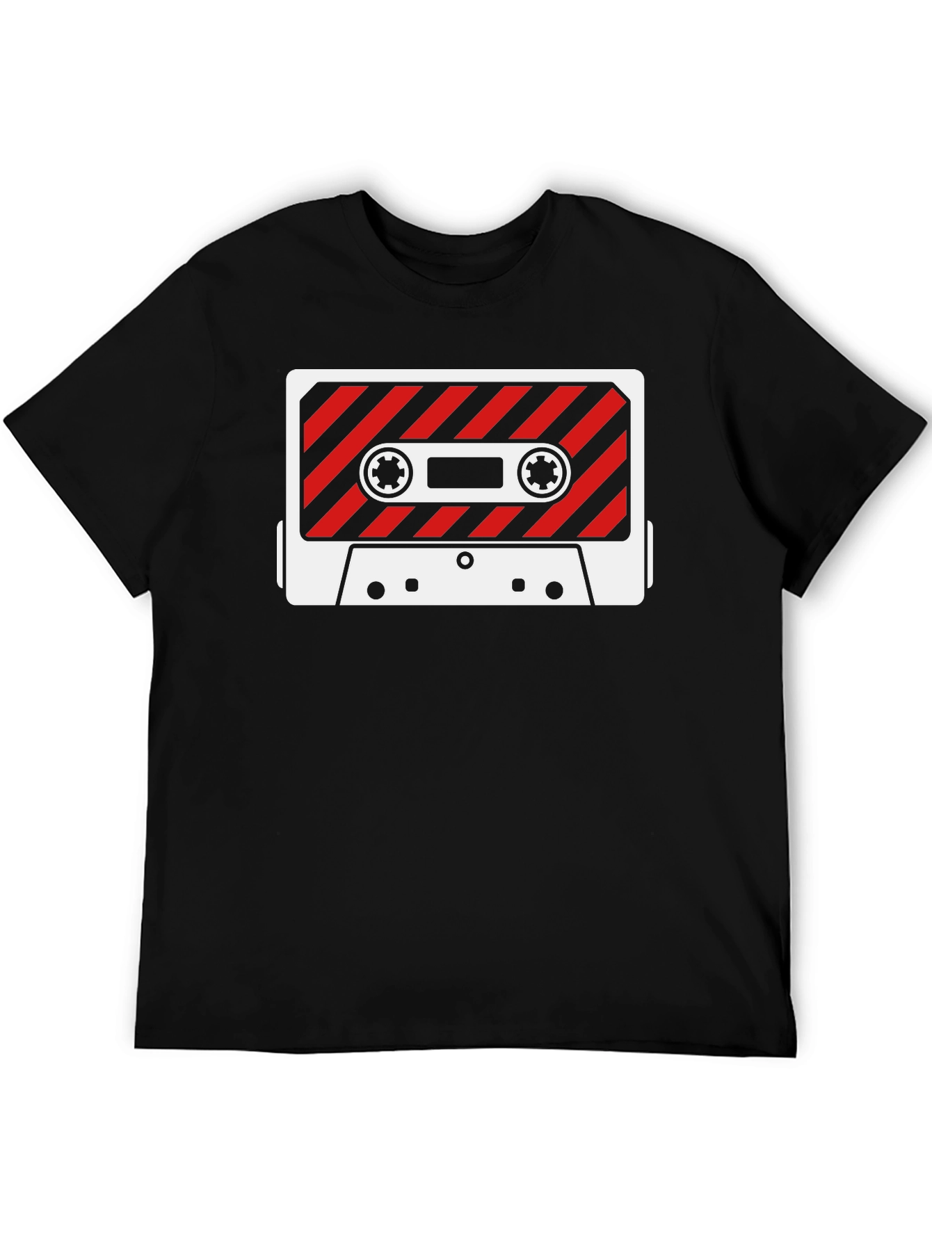 Black Retro Cassette Tape Graphic Tee - Black Cotton T-Shirt view 5