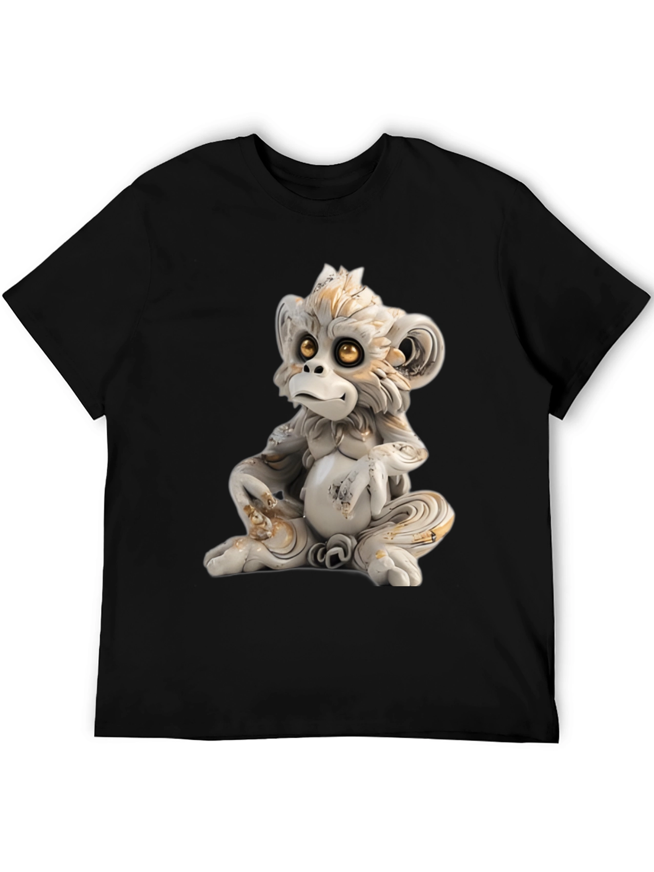Black Monkey Statue Graphic Tee - Soft Cotton Blend view 5