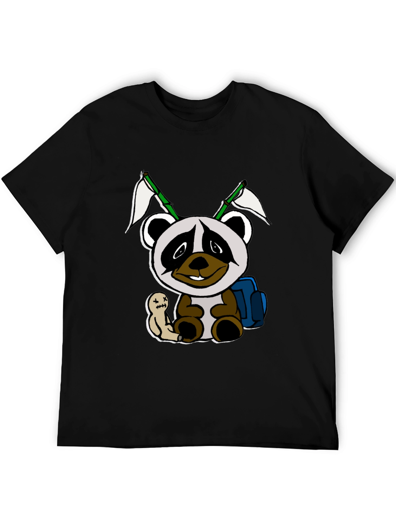 Cartoon Panda Graphic Black Tee - 5