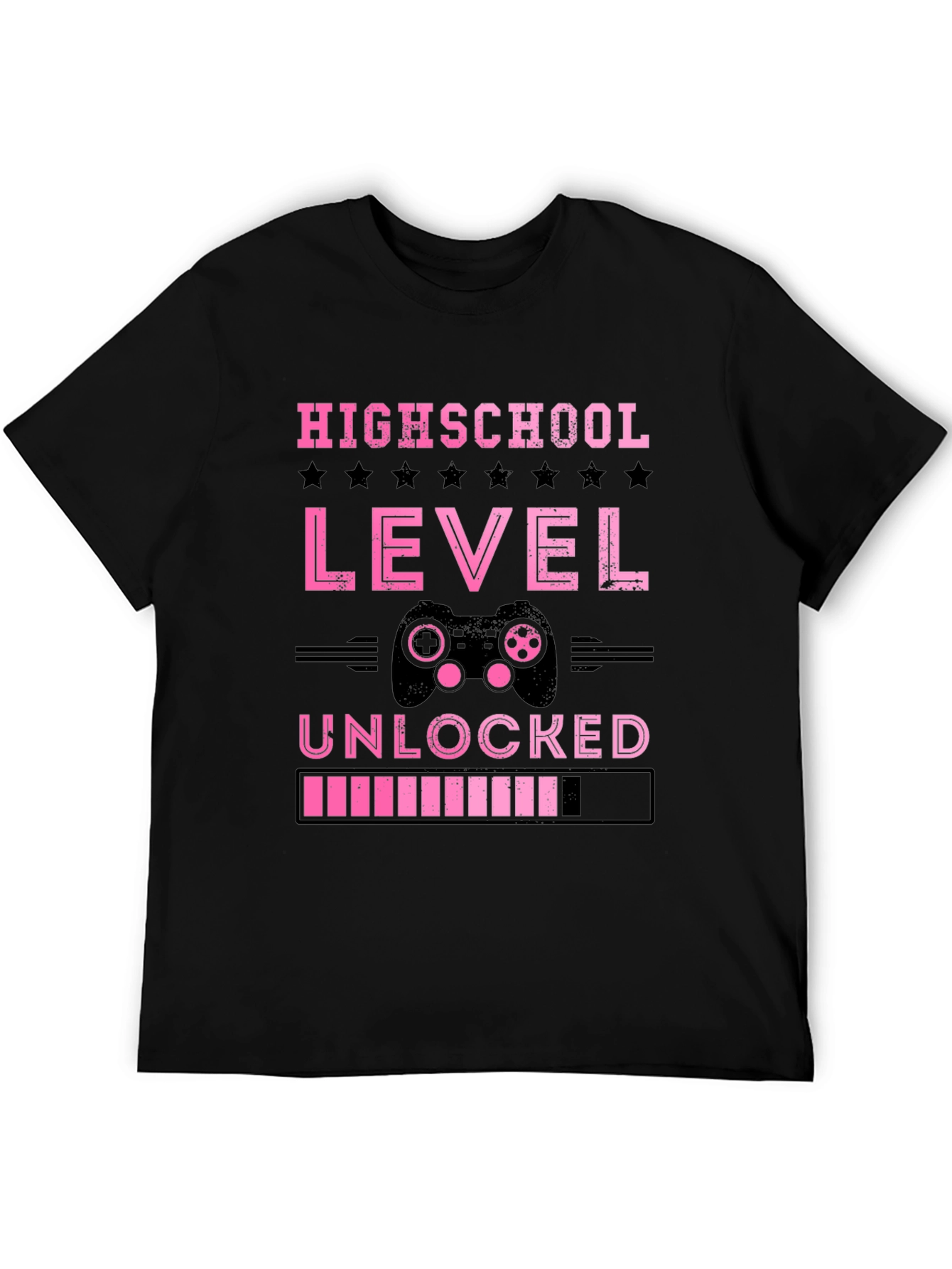 Black Highschool Level Unlocked Gamer T-Shirt view 5