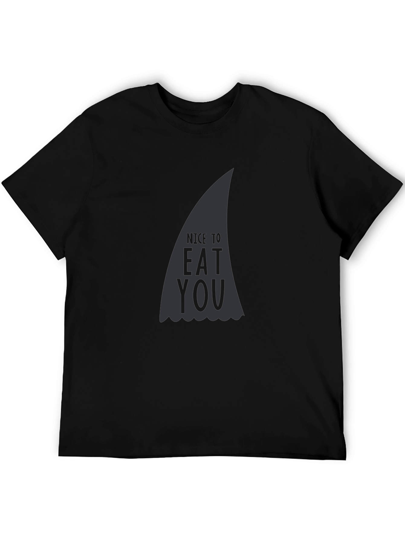 Black Nice to Eat You Shark Fin Graphic T-Shirt view 5