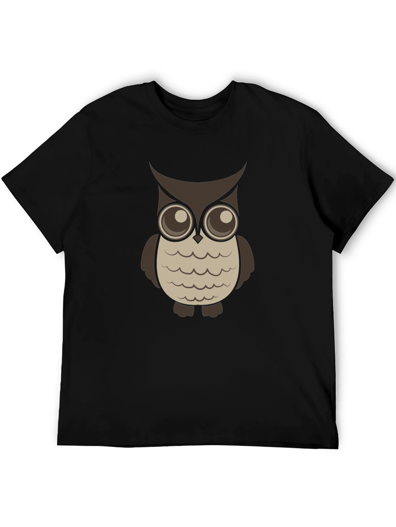 Black Owl Graphic Tee - Black Cotton Blend T-Shirt view 5