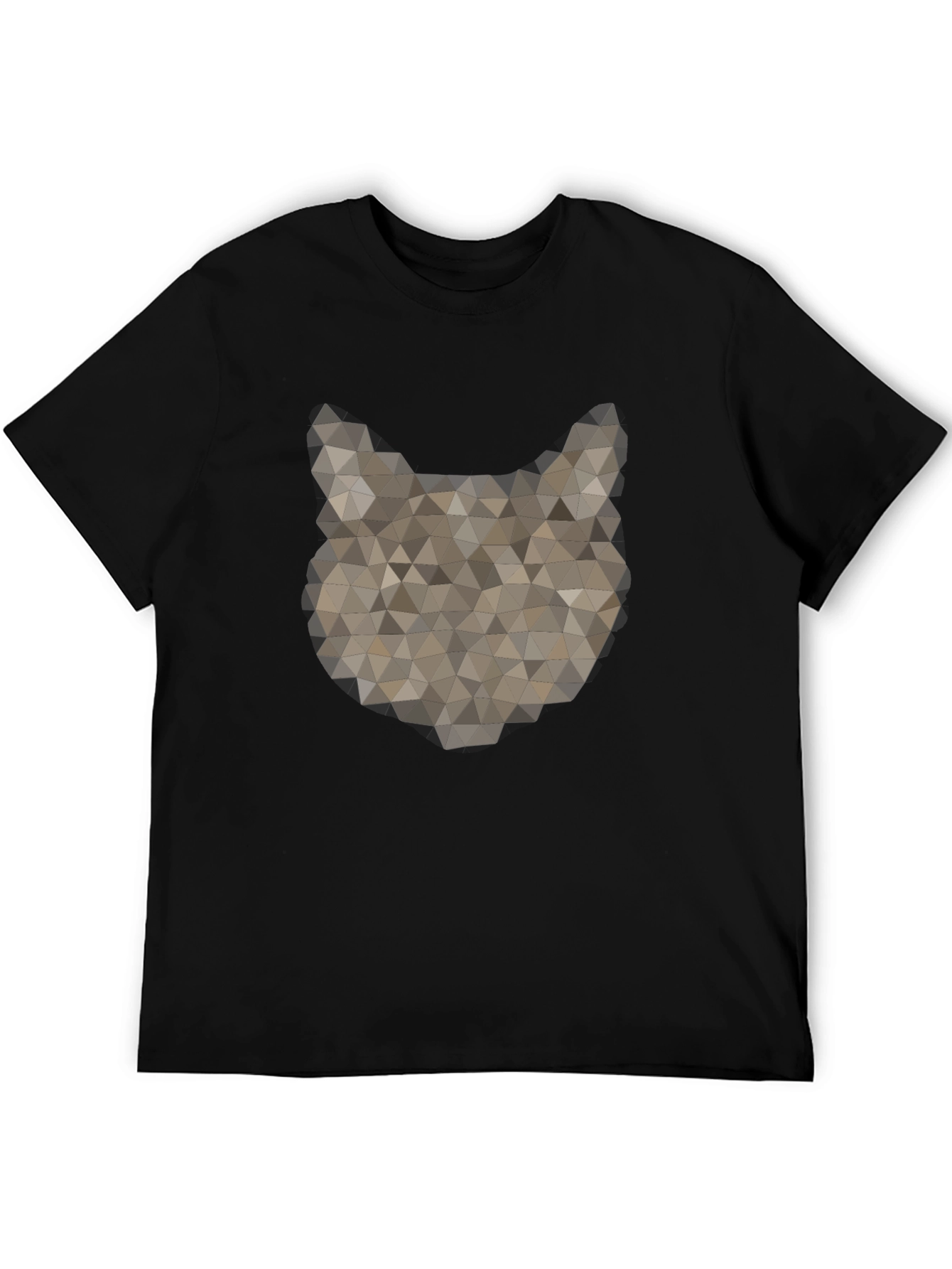 Black Geometric Wolf Graphic Tee - Stylish Men's Black T-Shirt view 5