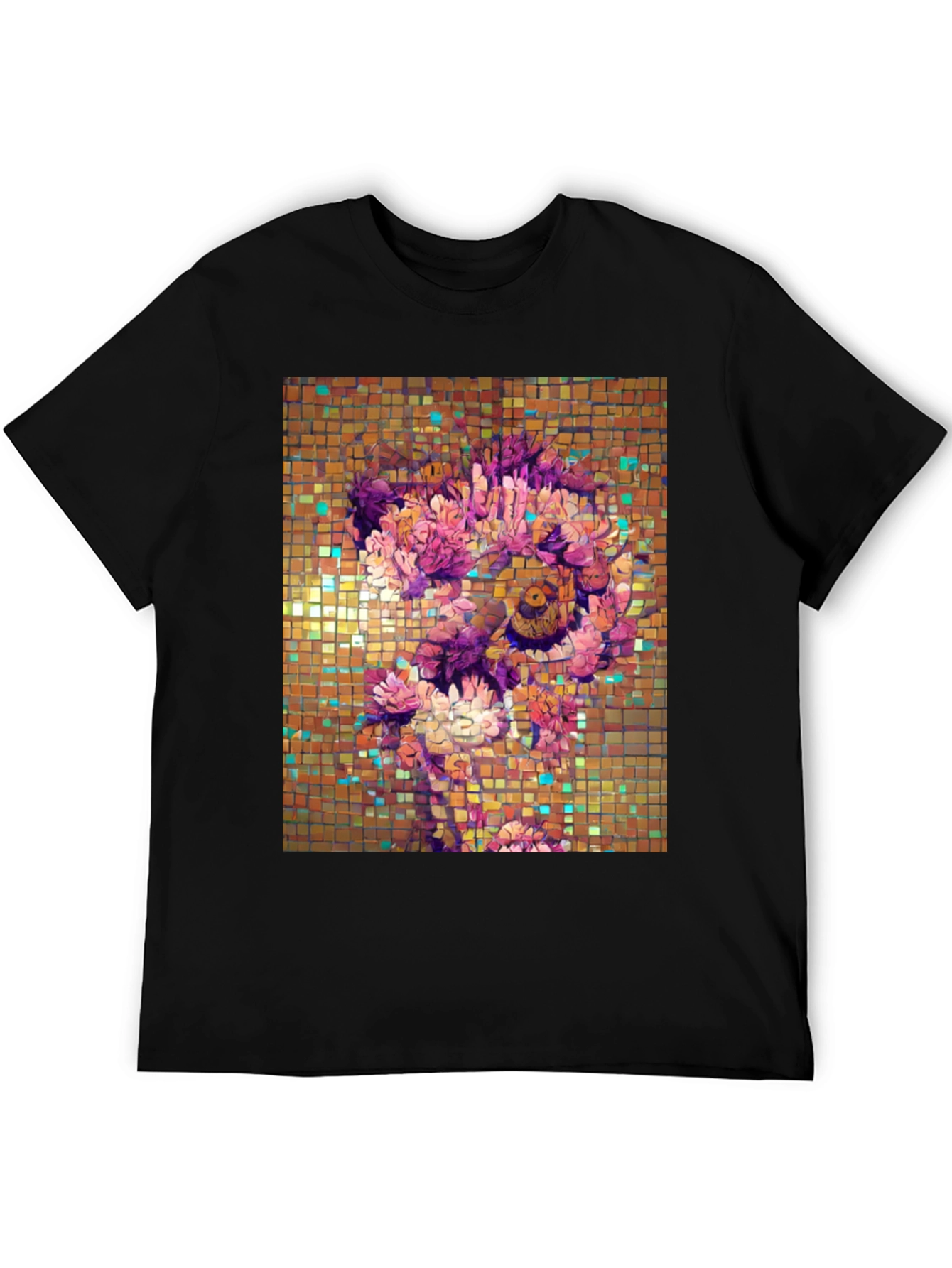 Black Floral Mosaic Graphic T-Shirt view 5