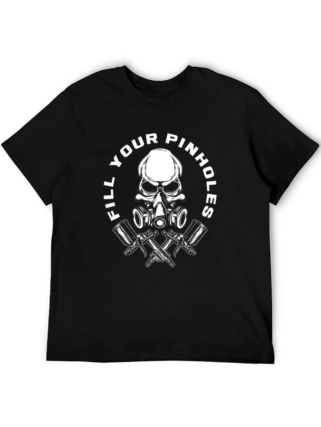 Black Fill Your Pinhole Skull Graphic Black T-Shirt view 5