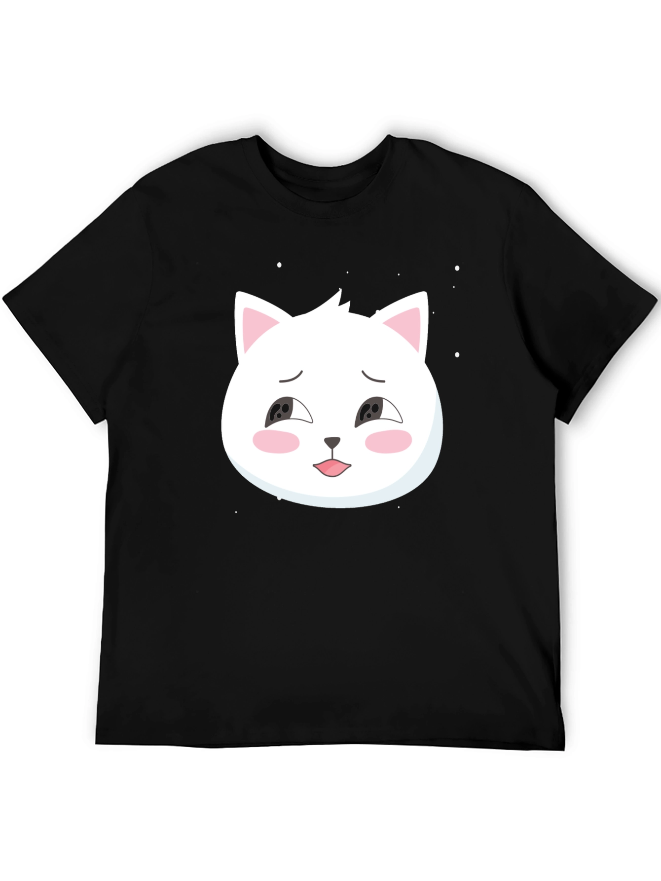Black Cute Cat Graphic Tee - Black Cotton T-Shirt view 5