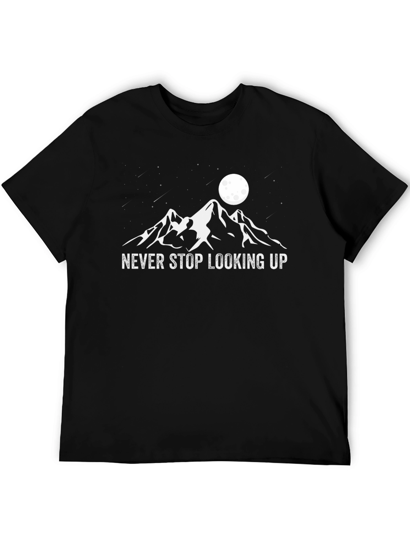 Black Never Stop Looking Up Black T-Shirt view 5