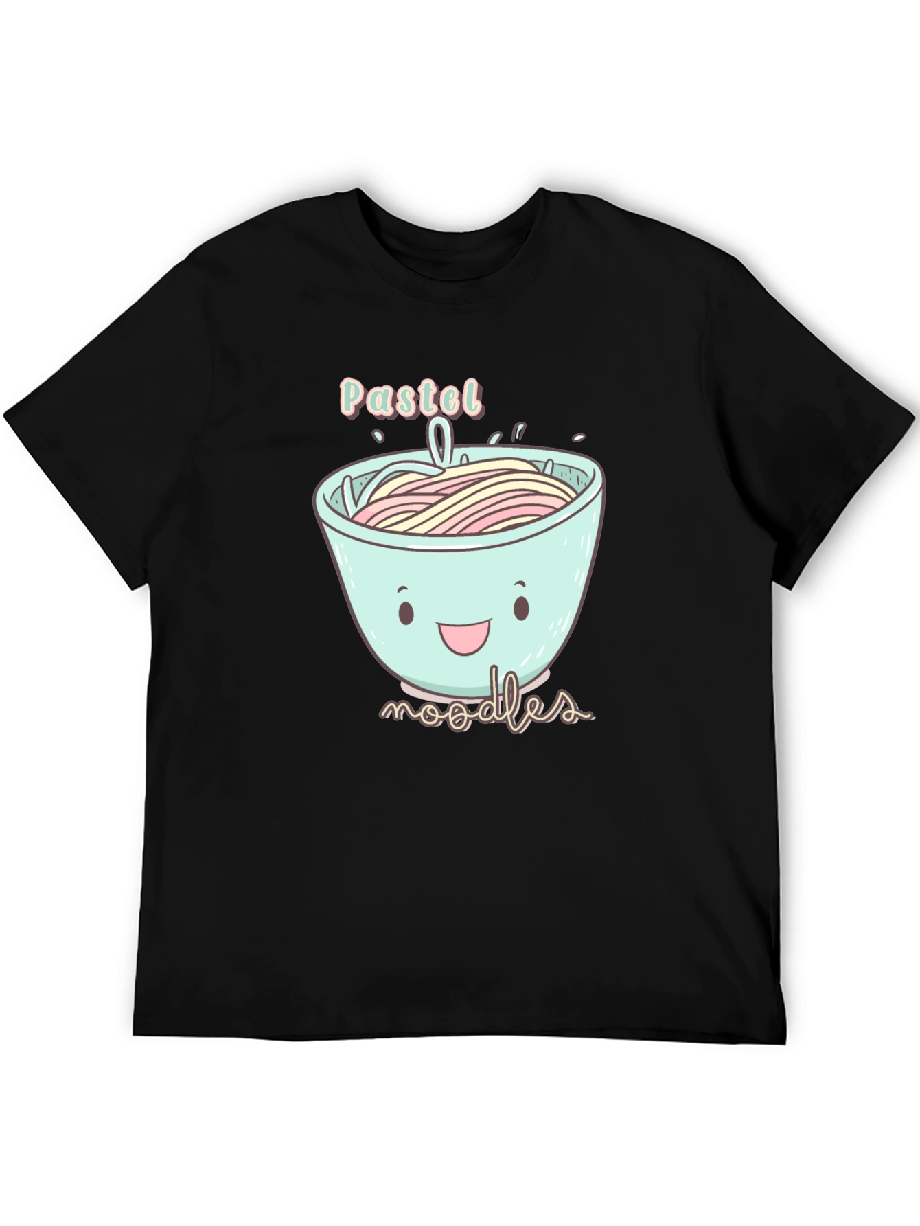 Black Pastel Noodles Graphic T-Shirt - Cute Kawaii Design view 5