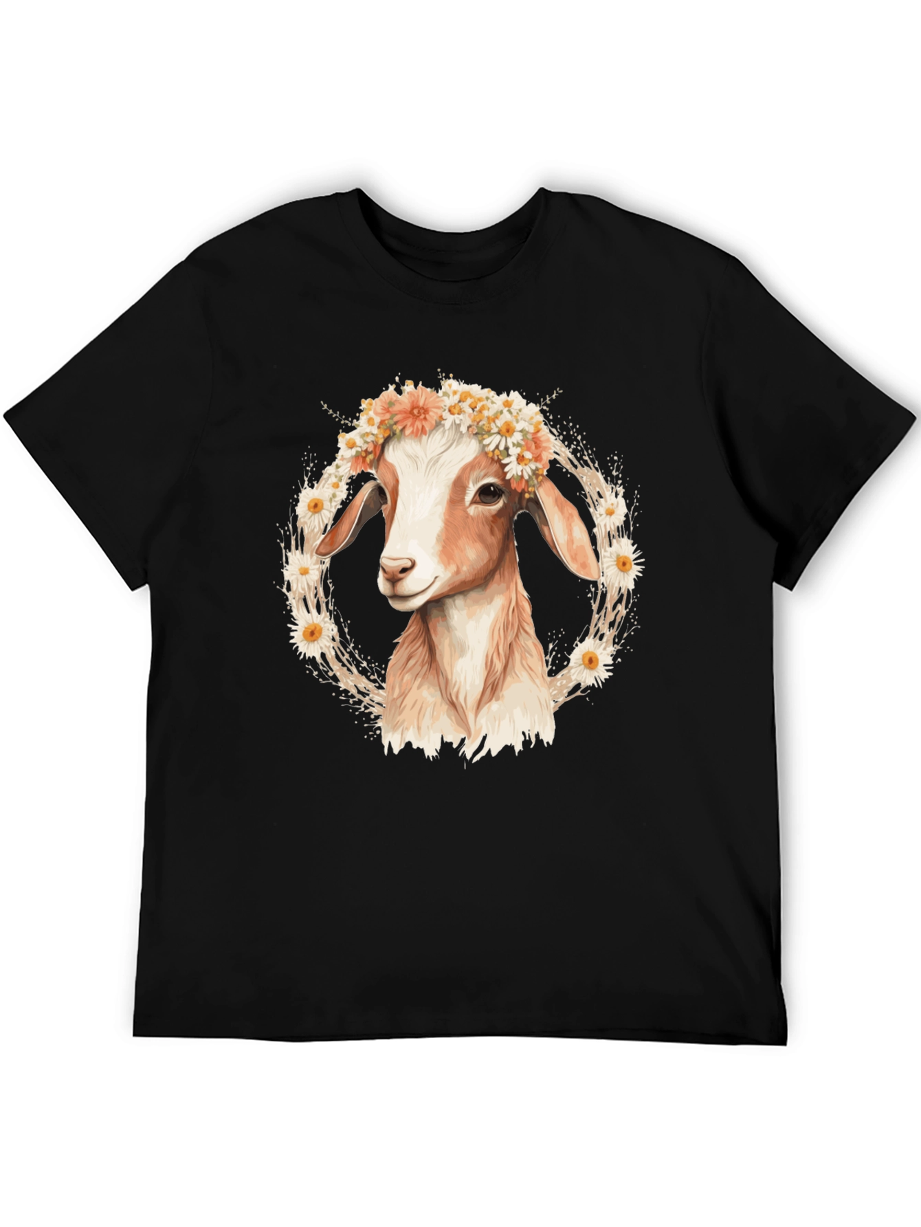 Black Goat with Flower Crown T-Shirt view 5