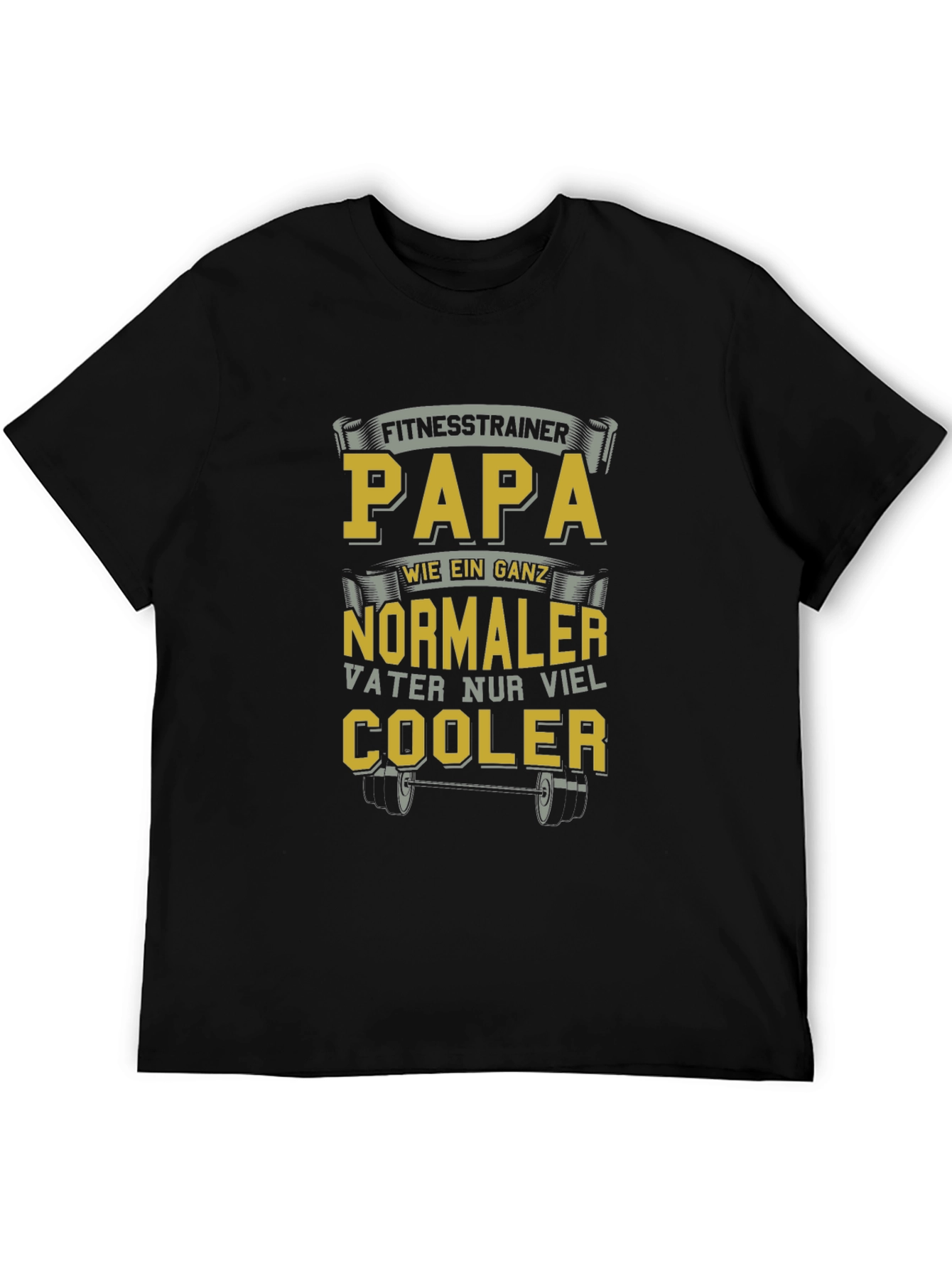 Black Fitness Trainer Papa T-Shirt - Cool Dad Tee view 5