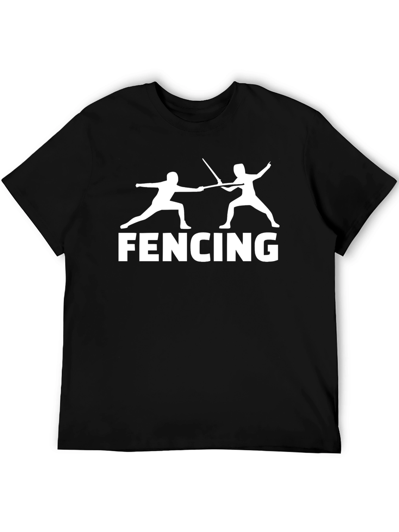 Black Fencing T-Shirt - Black Cotton Tee for Fencing Fans view 5