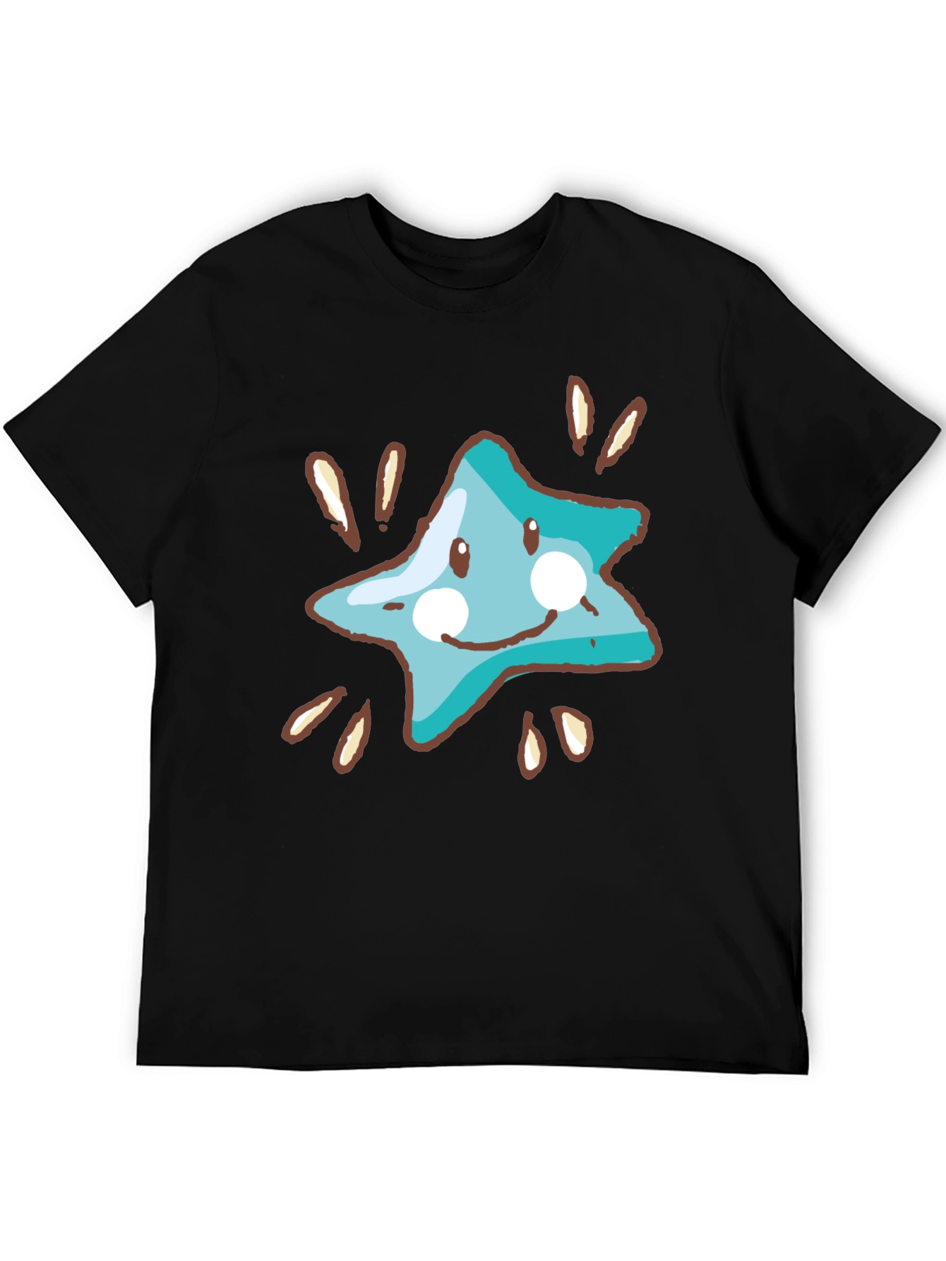 Black Star Character Black Cotton T-Shirt view 5