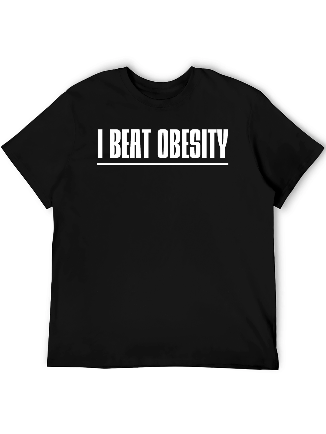 Black I Beat Obesity T-Shirt - Motivational Weight Loss Tee view 5
