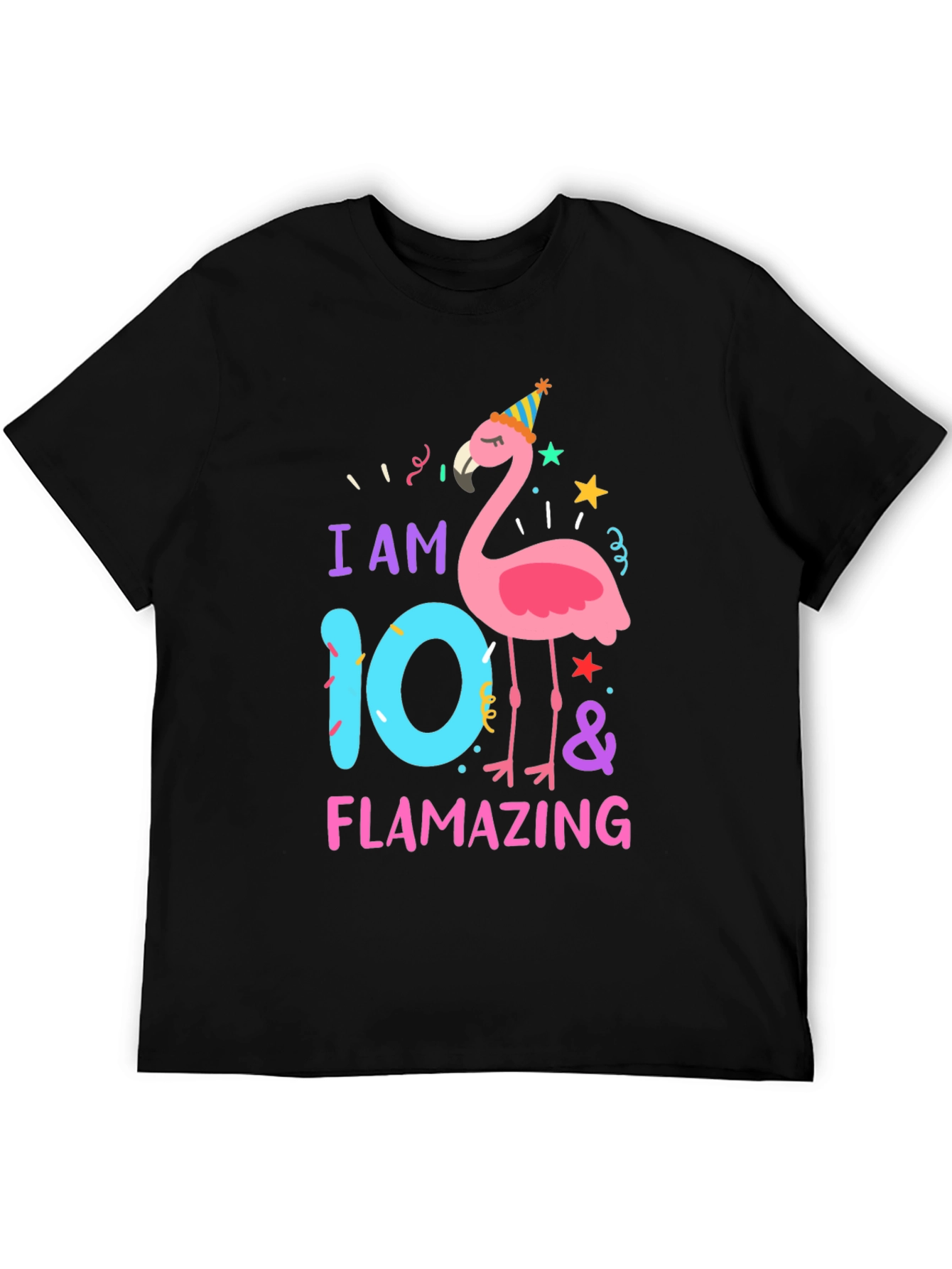 Black Flamazing 10th Birthday T-Shirt - Flamingo Party view 5