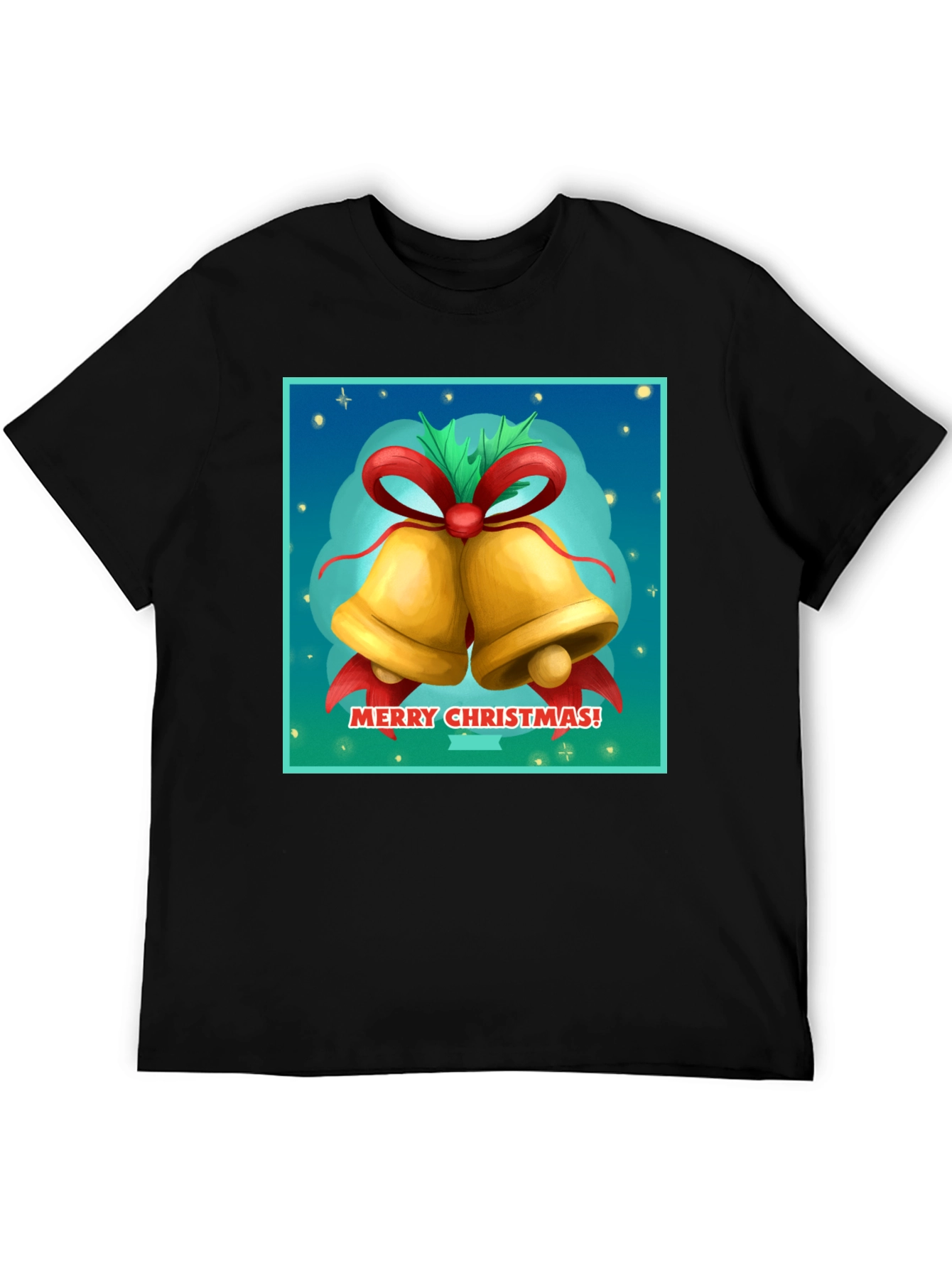 Black Merry Christmas Bells Graphic Tee view 5