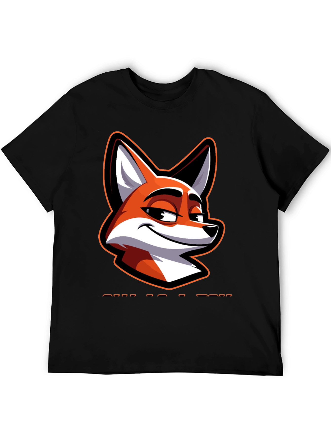 Black Cool Fox Graphic Tee - Black Cotton Blend view 5